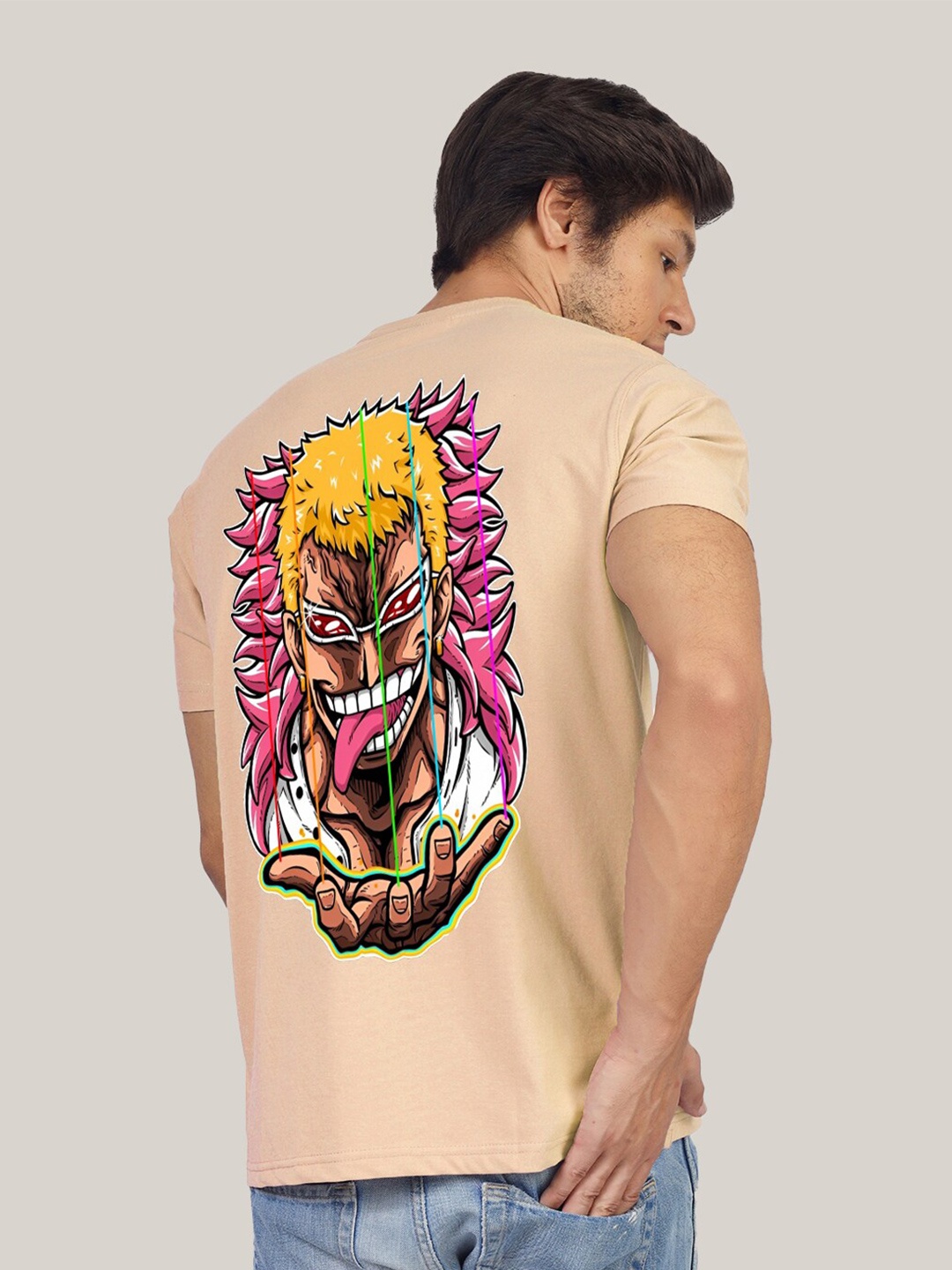 

Greylongg Graphic Printed Cotton T-shirt, Beige