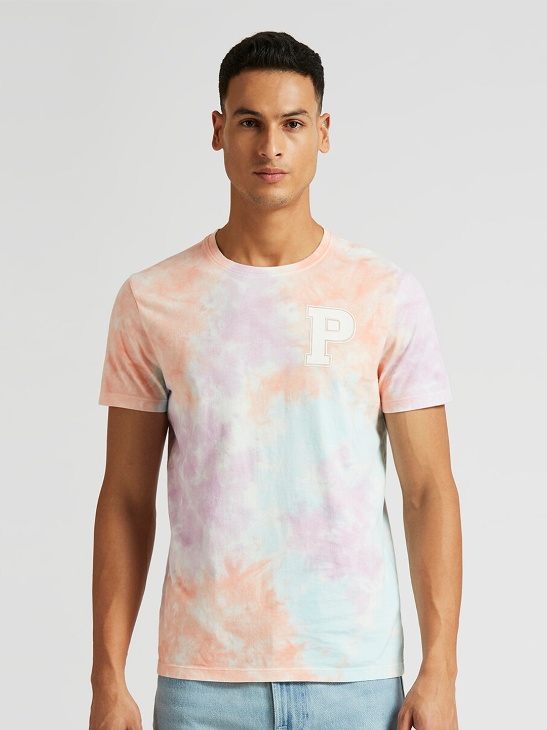 

Pepe Jeans Tie & Dye Printed Pure Cotton Slim Fit T-shirt, Pink