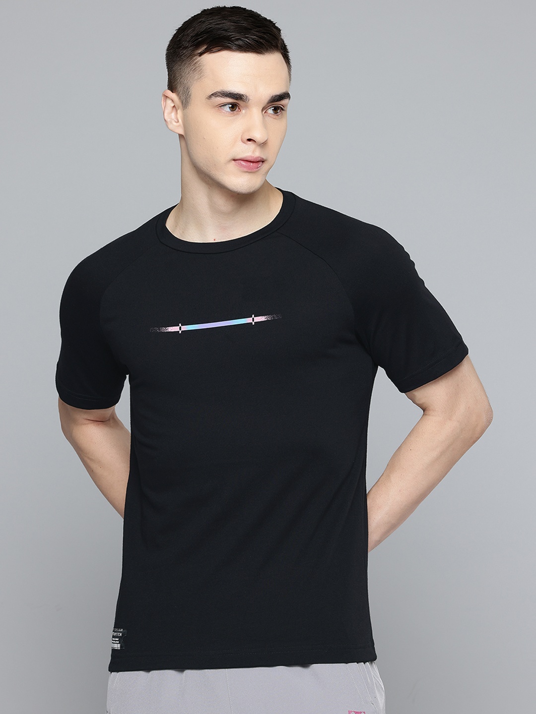 

FLX By Decathlon Men Black Printed Round Neck Cricket T-Shirt