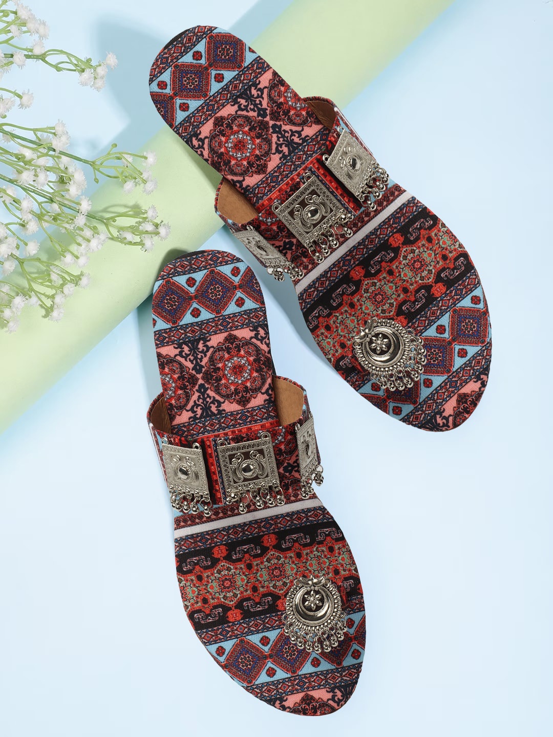 

FASHIMO Printed One Toe Flats, Maroon
