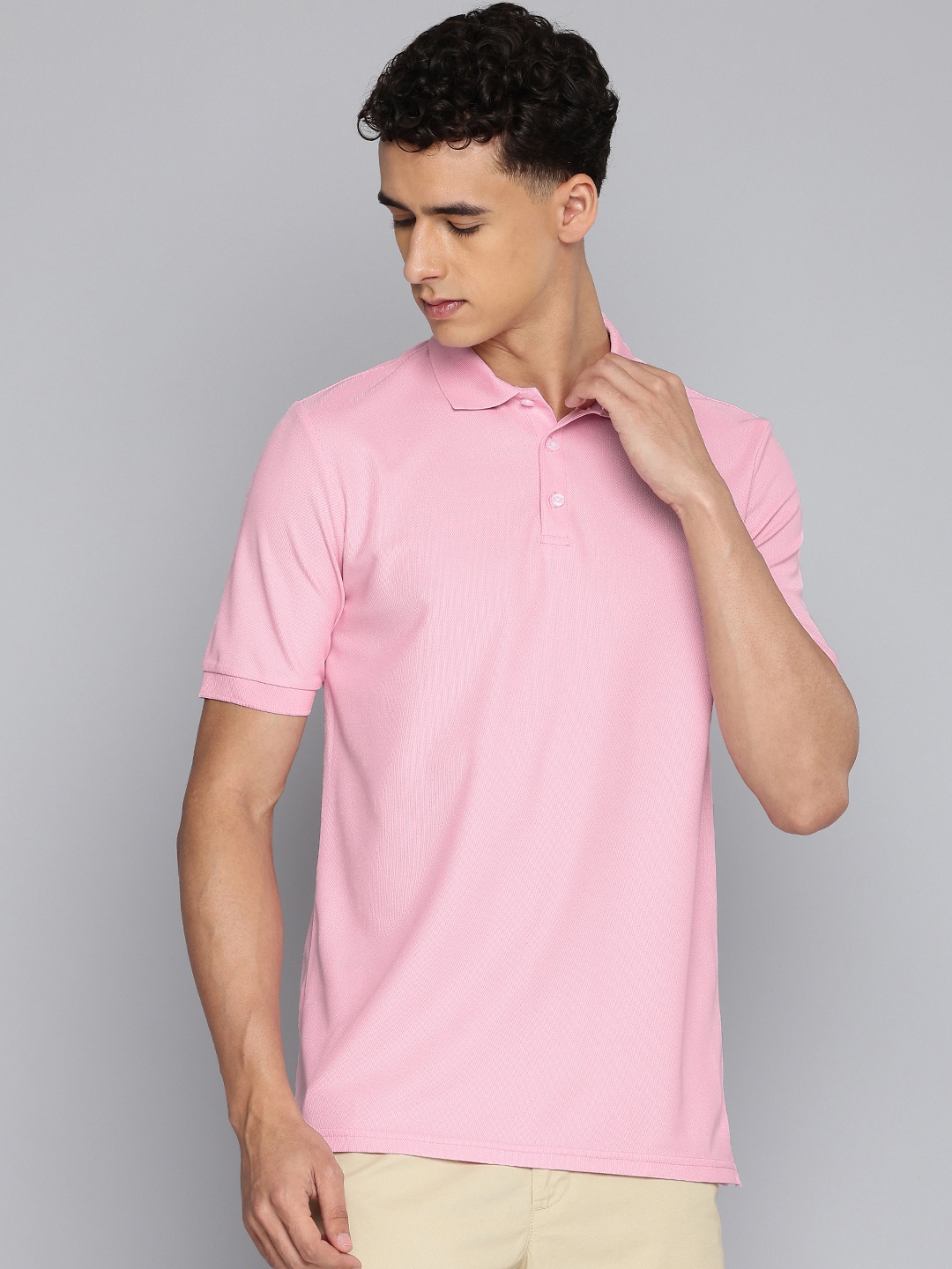 

Inesis By Decathlon Men Pink Quick Drying Polo Collar T-Shirt