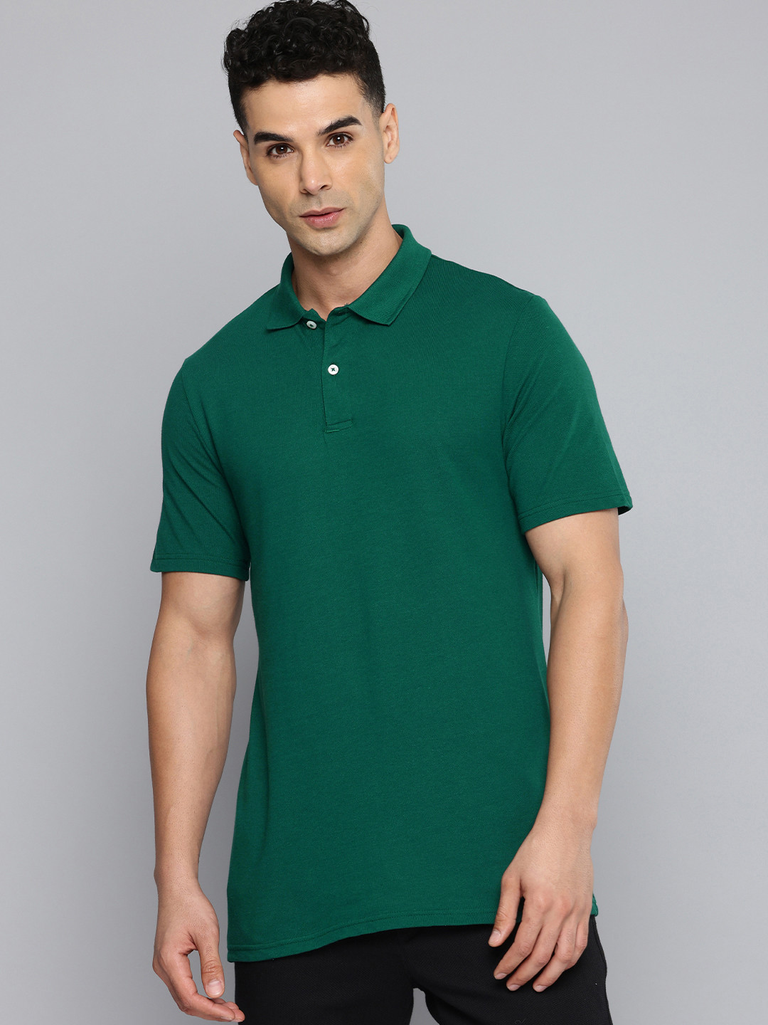 

Inesis By Decathlon Men Cotton Polo Collar T-Shirt, Green
