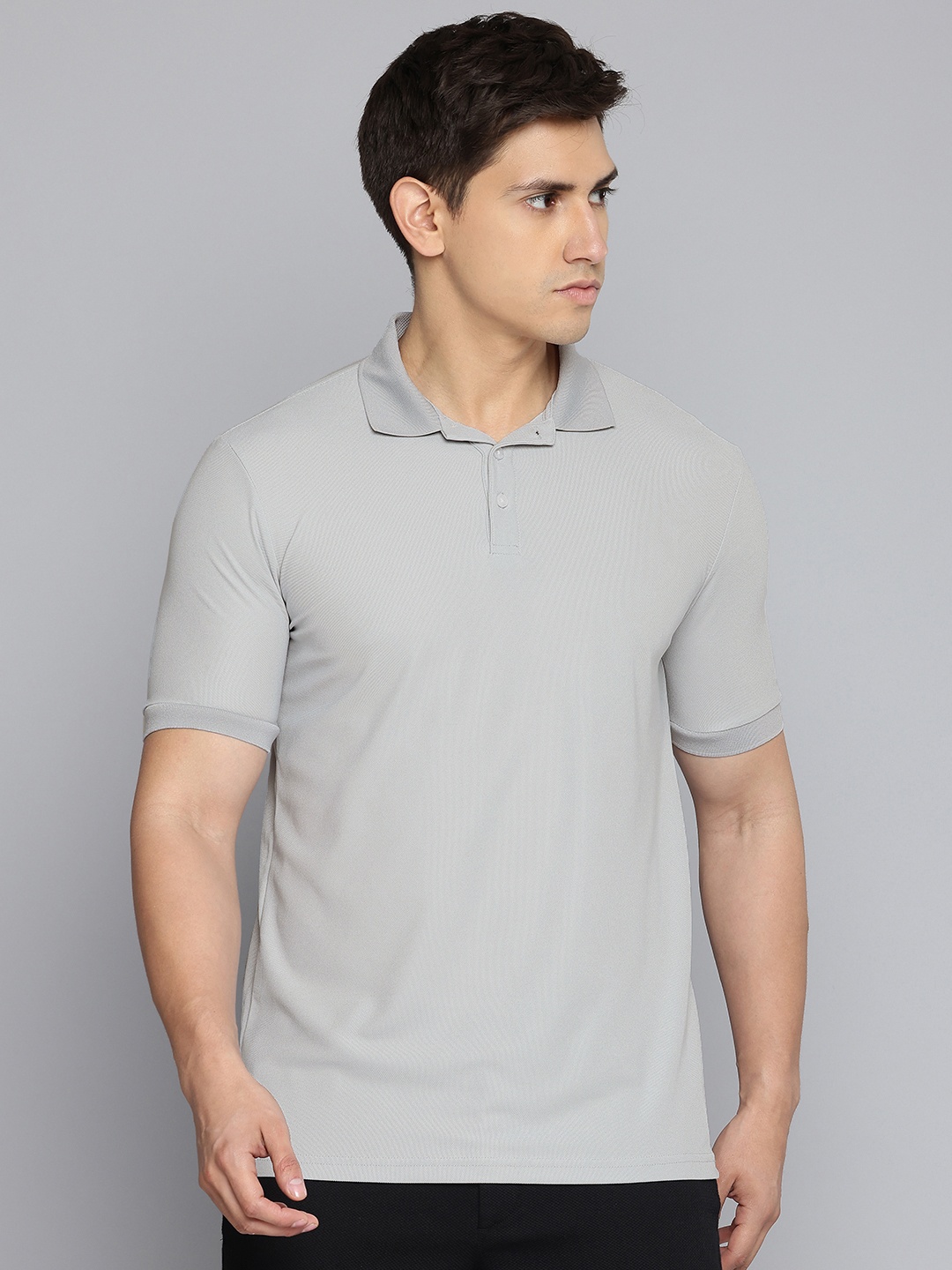 

Inesis By Decathlon Men Light Grey Quick Drying Polo Collar T-Shirt