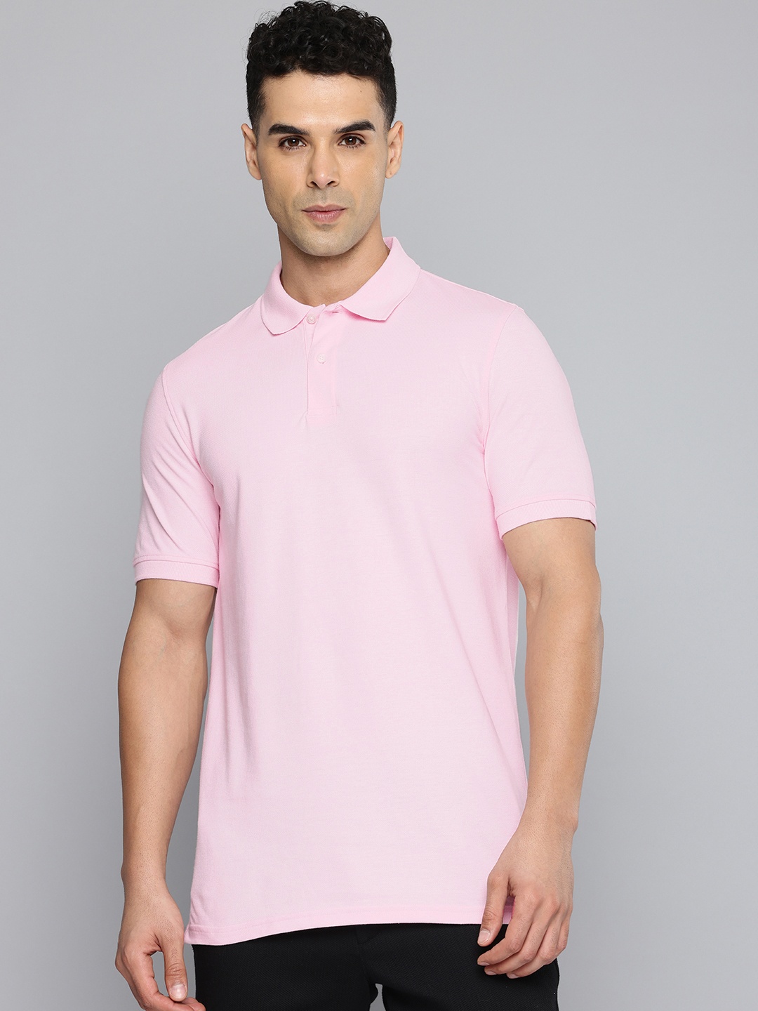 

Inesis By Decathlon Men Pink Cotton Polo Collar T-Shirt