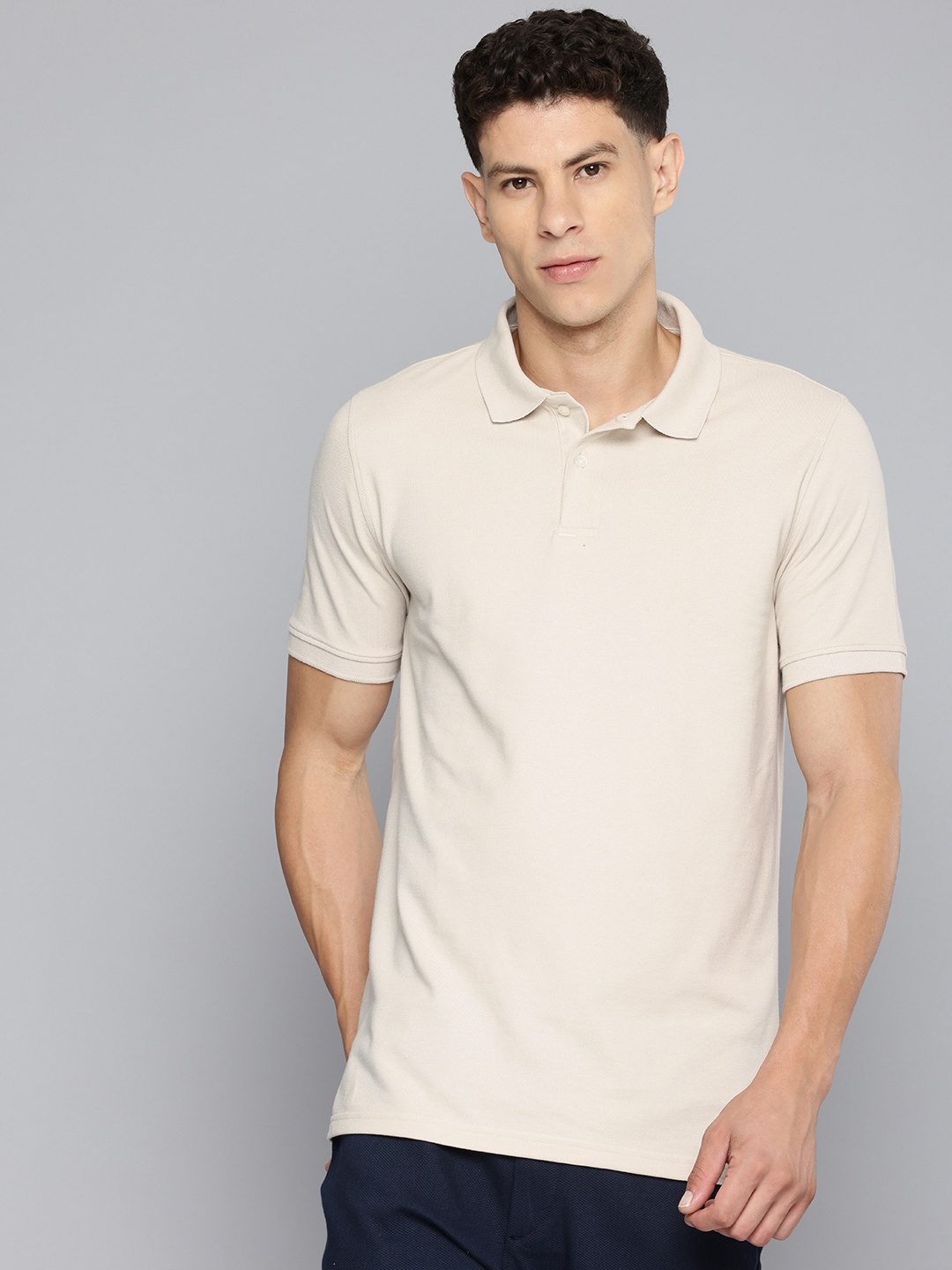 

Inesis By Decathlon Men Cotton Polo Collar T-Shirt, Beige