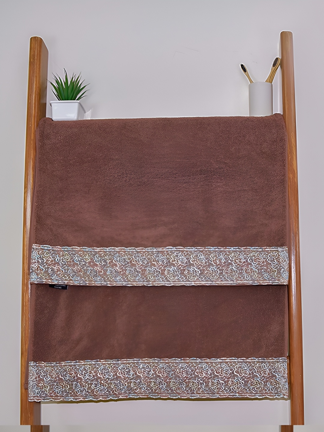 

RANGOLI Brown & Blue 2 Pieces Double Ply Terry Cotton 550 GSM Bath Towel