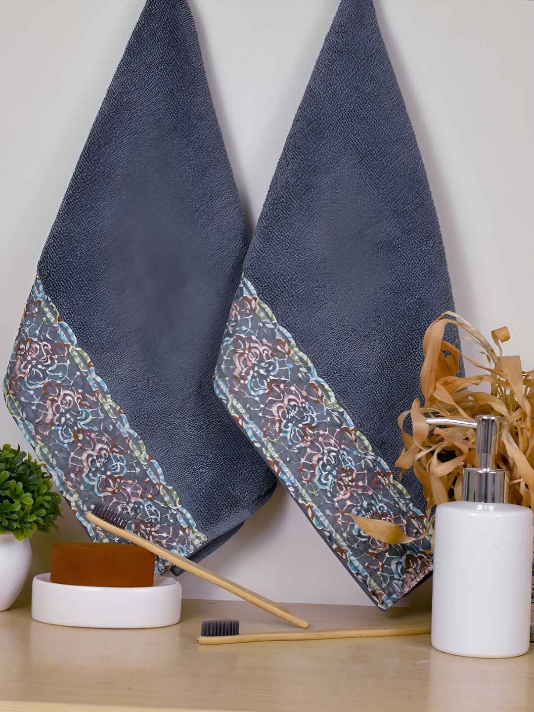 

RANGOLI 2 Pcs 550 GSM Pure Cotton Hand Towels, Grey