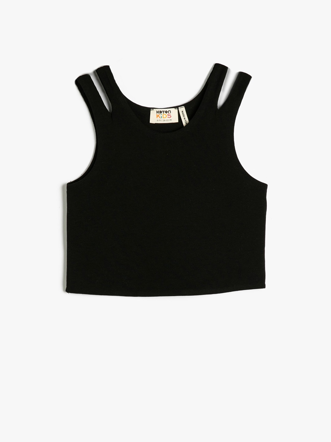 

Koton Girls Shoulder Straps Sleeveless Fitted Crop Top, Black