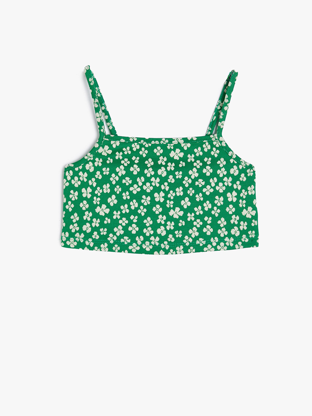 

Koton Girls Floral Printed Shoulder Straps Neck Opaque Casual Top, Green