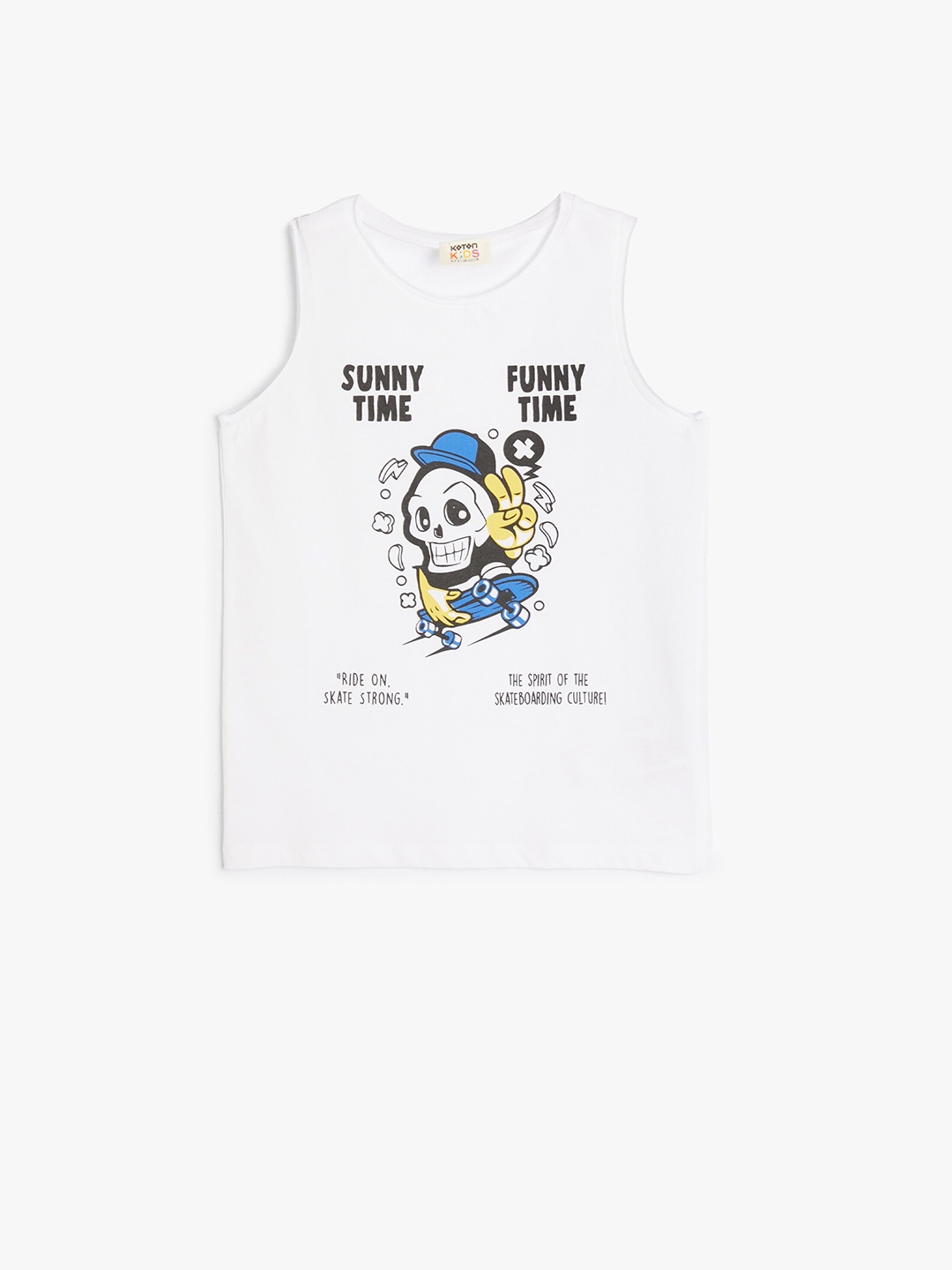 

Koton Boys Graphic Printed Sleeveless Cotton T-shirt, White