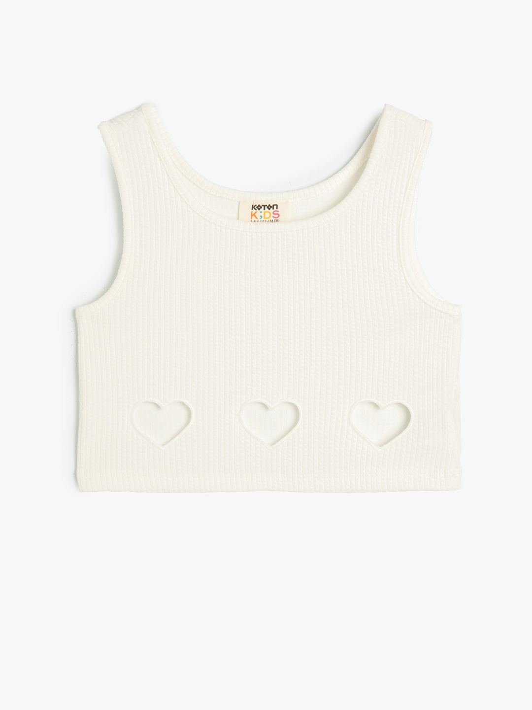 

Koton Girls Round Neck Sleeveless Casual Crop Top, White