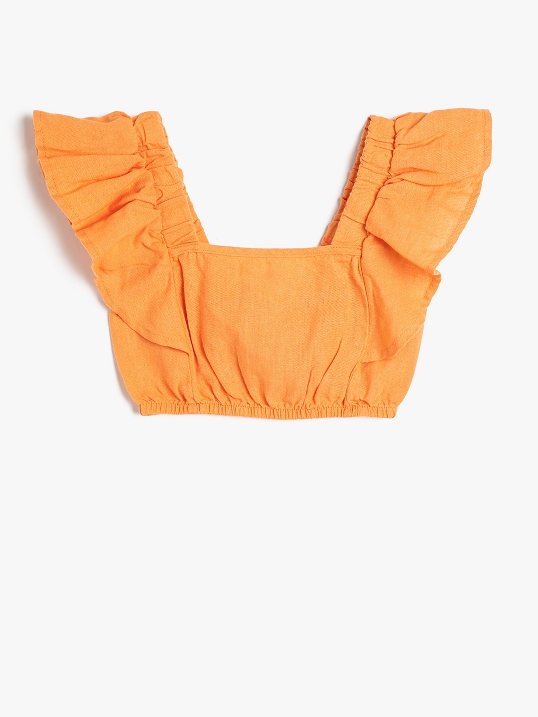 

Koton Girls Linen Square Neck Shoulder Straps Casual Crop Top, Orange