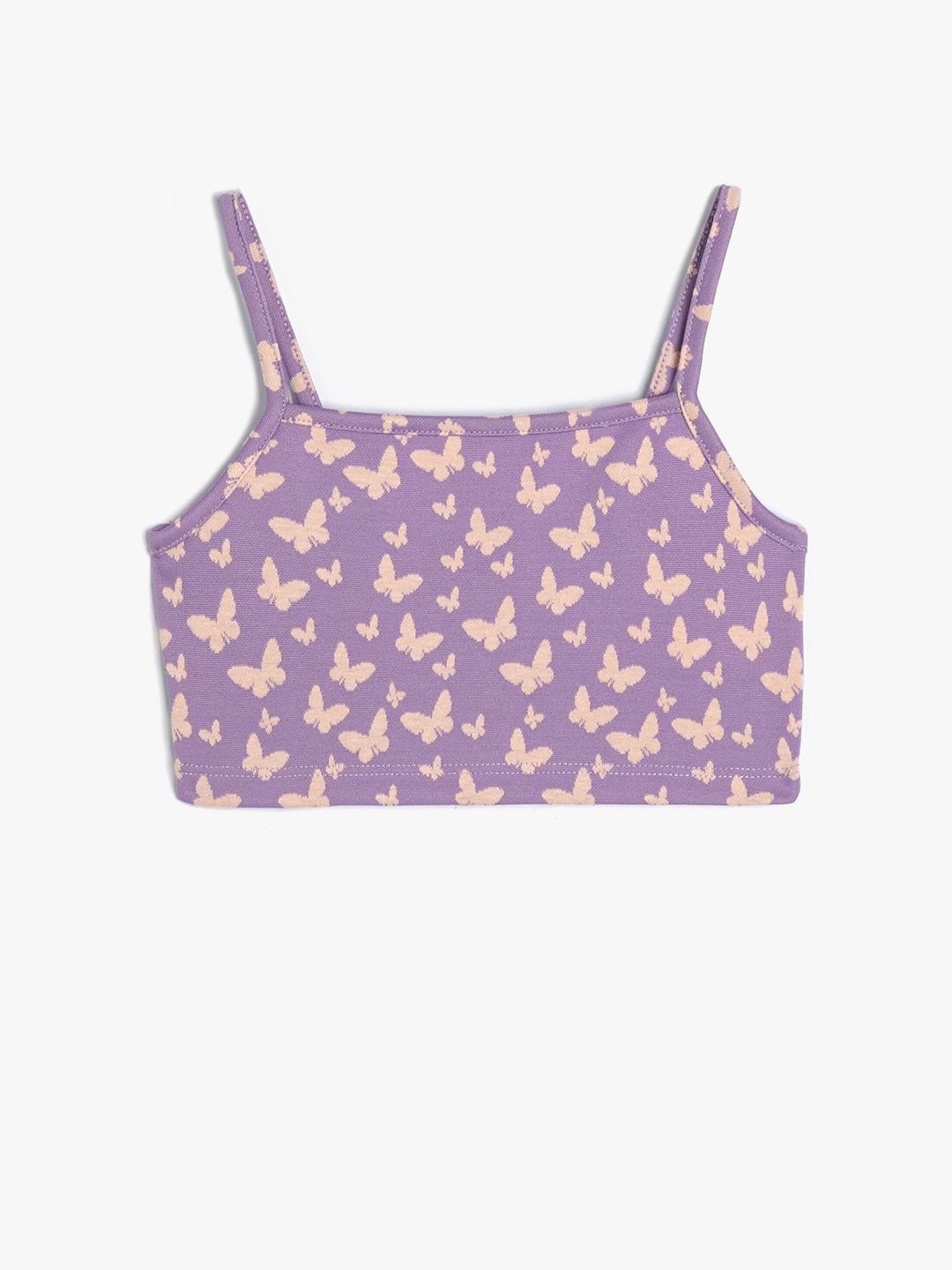 

Koton Girls Floral Printed Regular Fit Boat Neck T-shirt, Purple