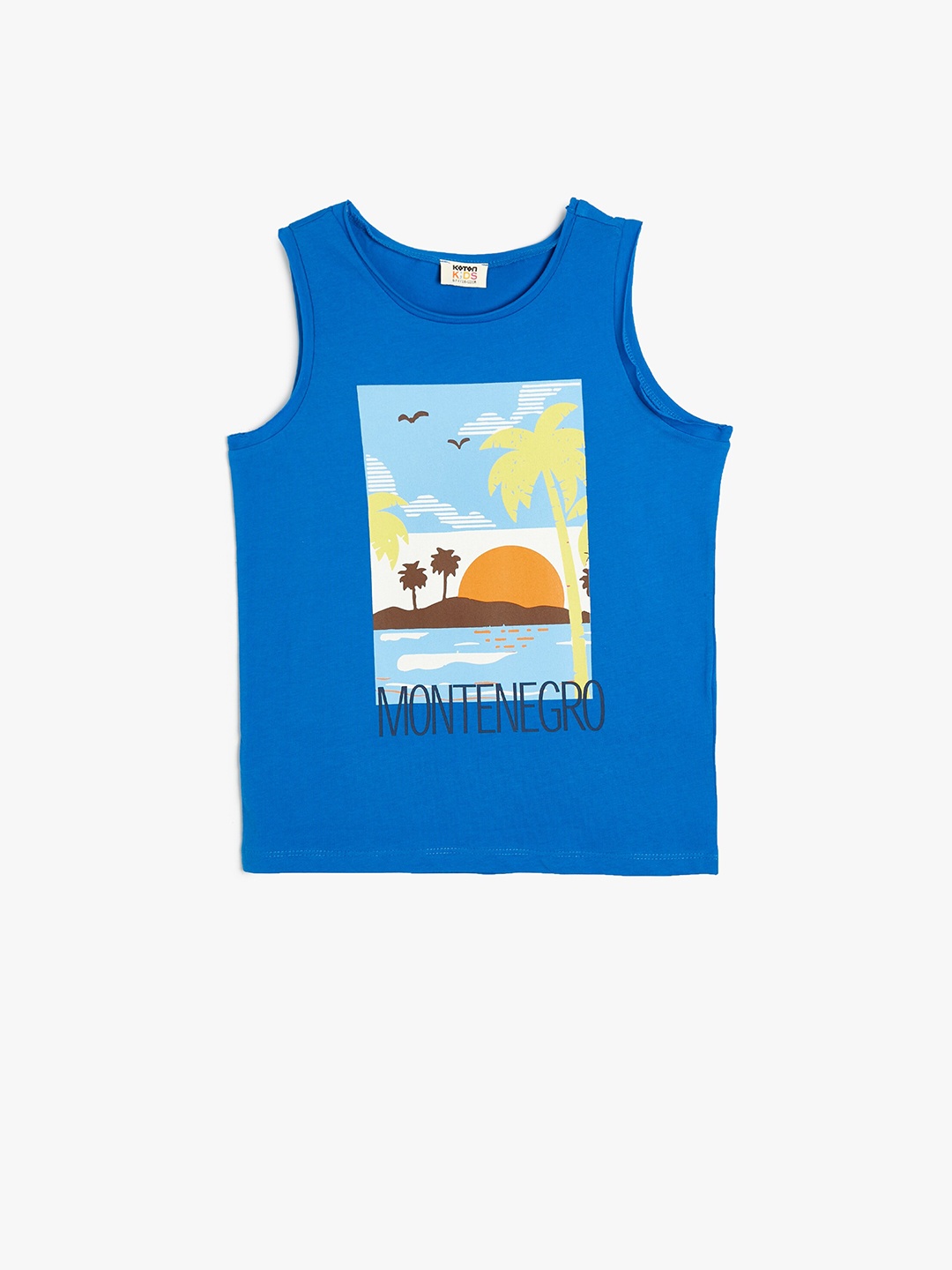 

Koton Boys Graphic Printed Cotton Round Neck Sleeveless Casual T-shirt, Blue