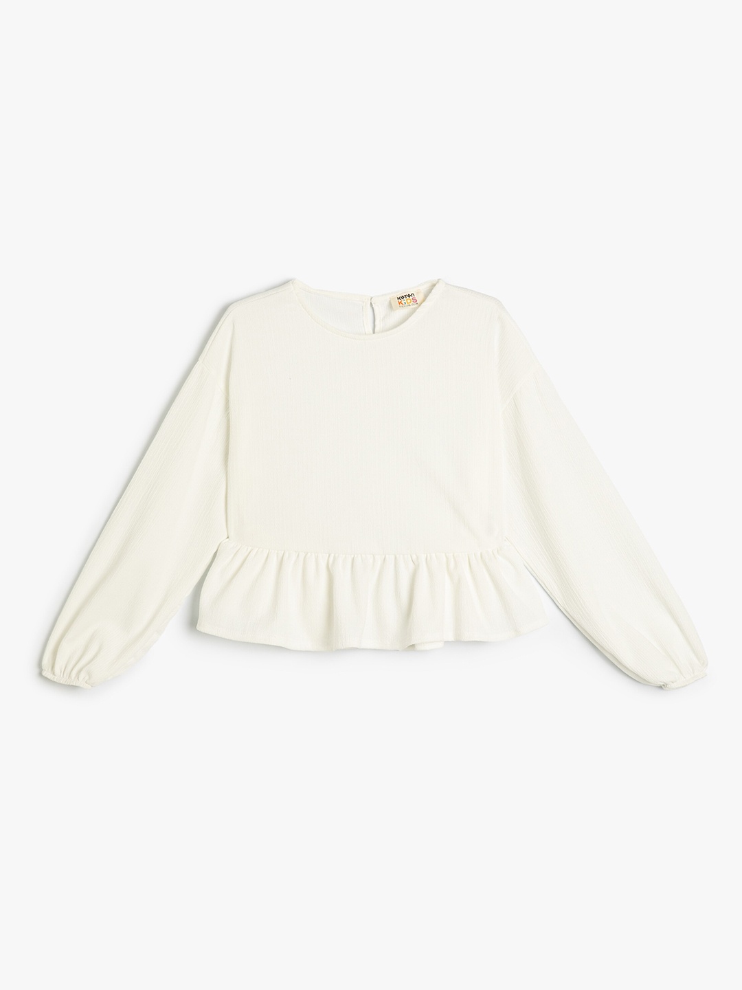 

Koton Girls Round Neck Long Sleeves Casual Top, Beige