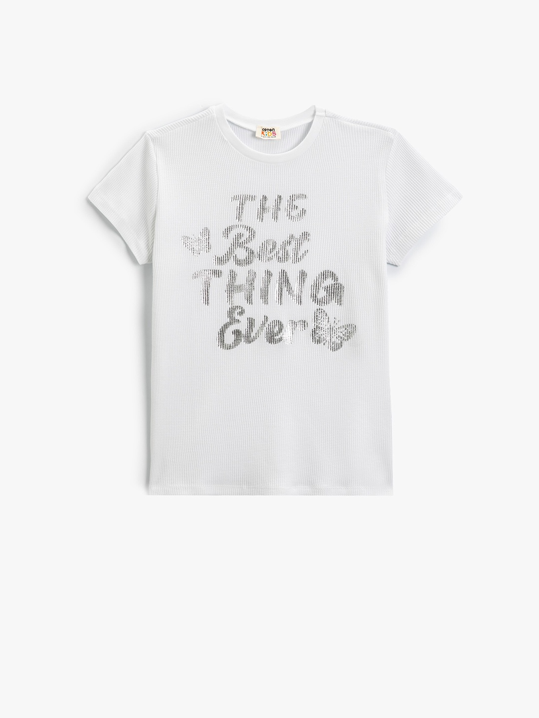 

Koton Girls Typography Printed Pure Cotton T-shirt, White