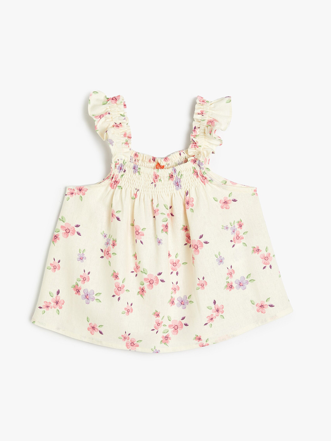 

Koton Girls Floral Printed Shoulder Straps Linen Tops, Beige