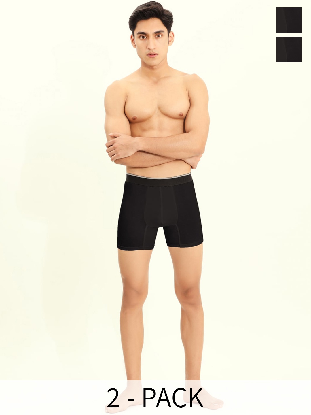 

BRIEFLY Pack Of 2 Breathable Trunks 2PAK-BB-BL, Black