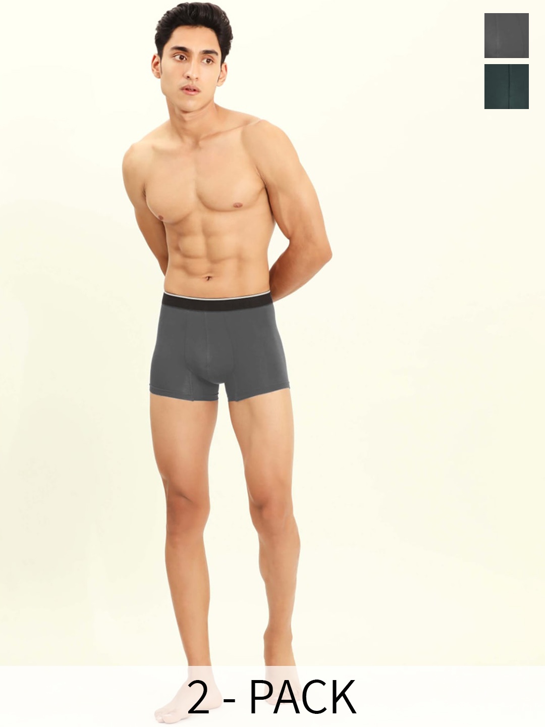 

BRIEFLY Pack Of 2 Breathable Trunks- 2PAK-T-DG_OG, Charcoal