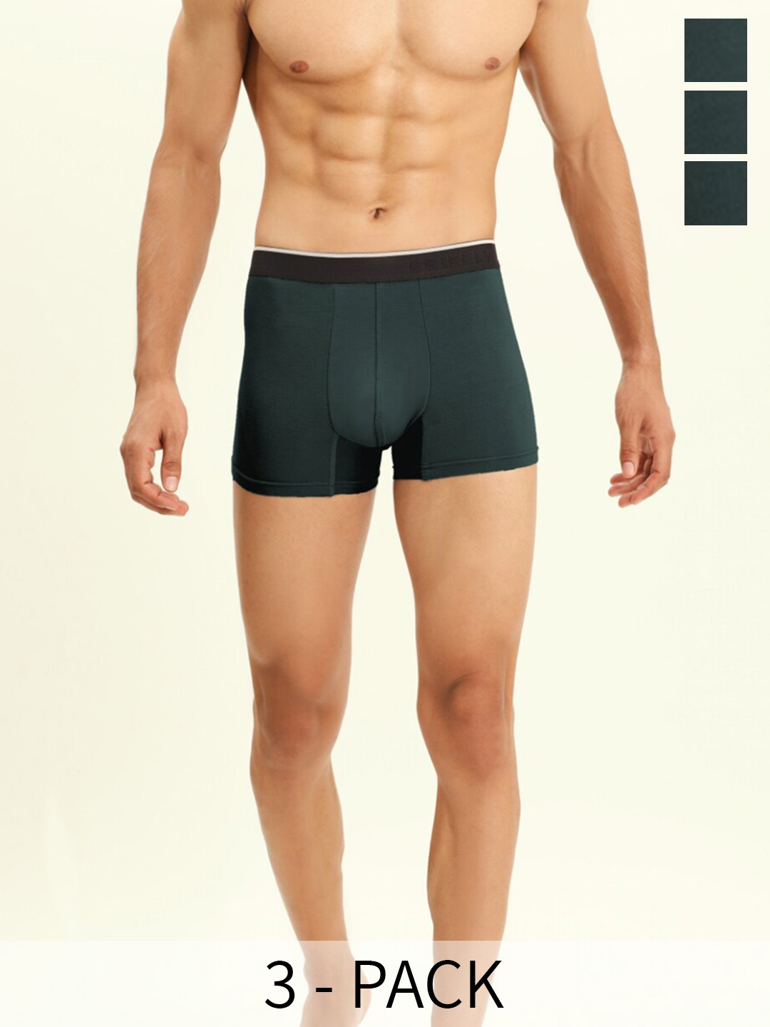 

BRIEFLY Pack Of 3 Breathable Trunks- 3PAK-T-OG, Olive