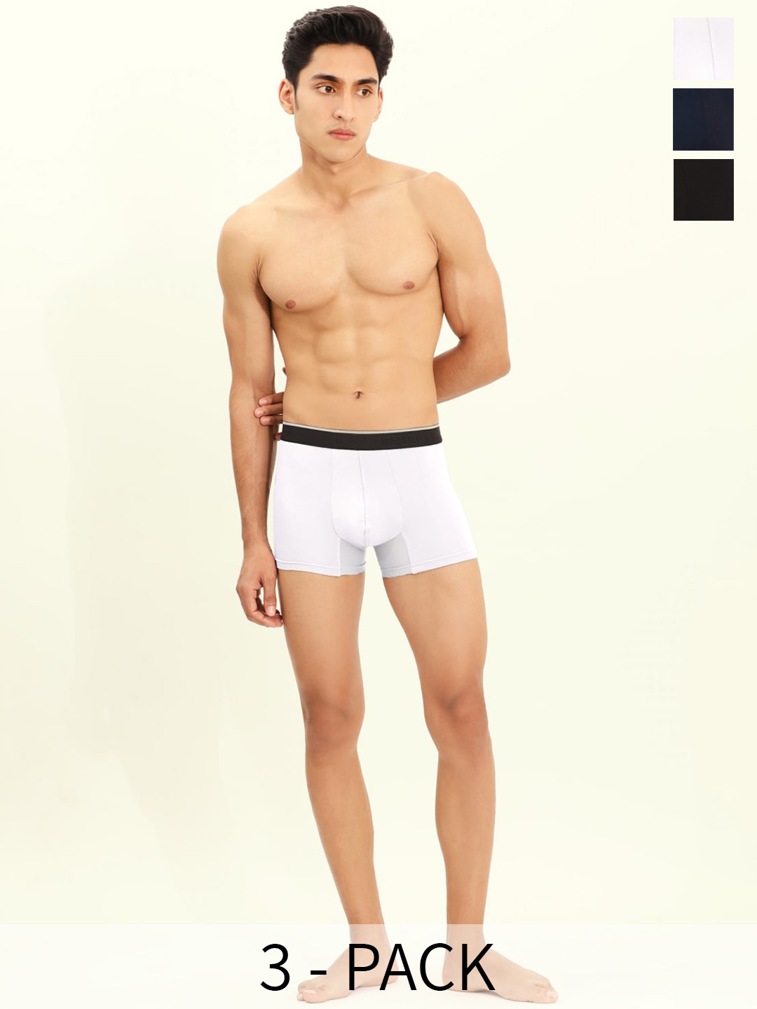 

BRIEFLY Pack Of 3 Breathable Trunks- 3PAK-T-NB_WH_BL, Navy blue