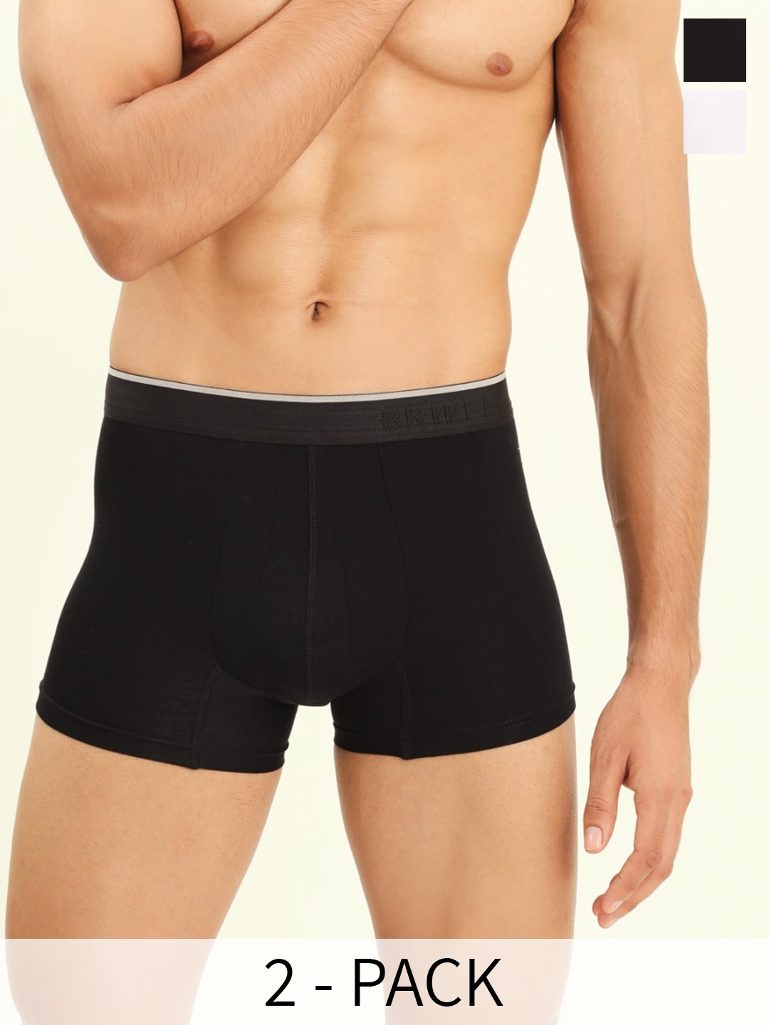 

BRIEFLY Pack Of 2 Breathable Trunks- 2PAK-T-BL_WH, Black