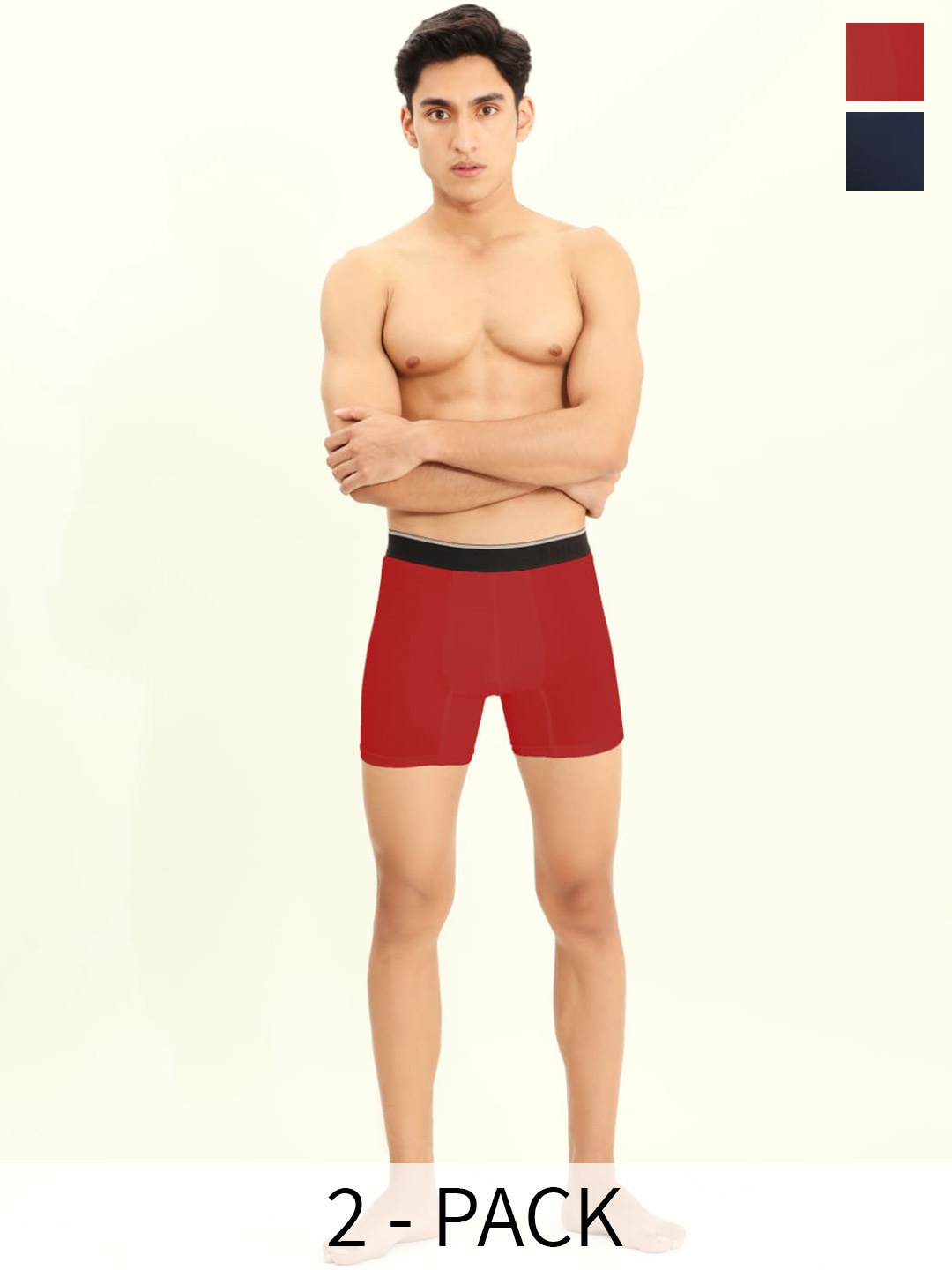 

BRIEFLY Pack Of 2 Breathable Trunks- 2PAK-BB-NB_RD, Navy blue