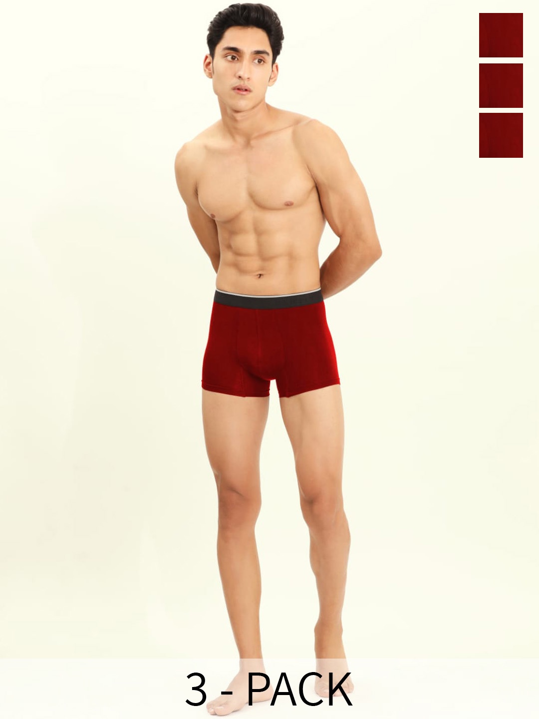

BRIEFLY Pack Of 3 Breathable Trunks- 3PAK-T-RD, Red