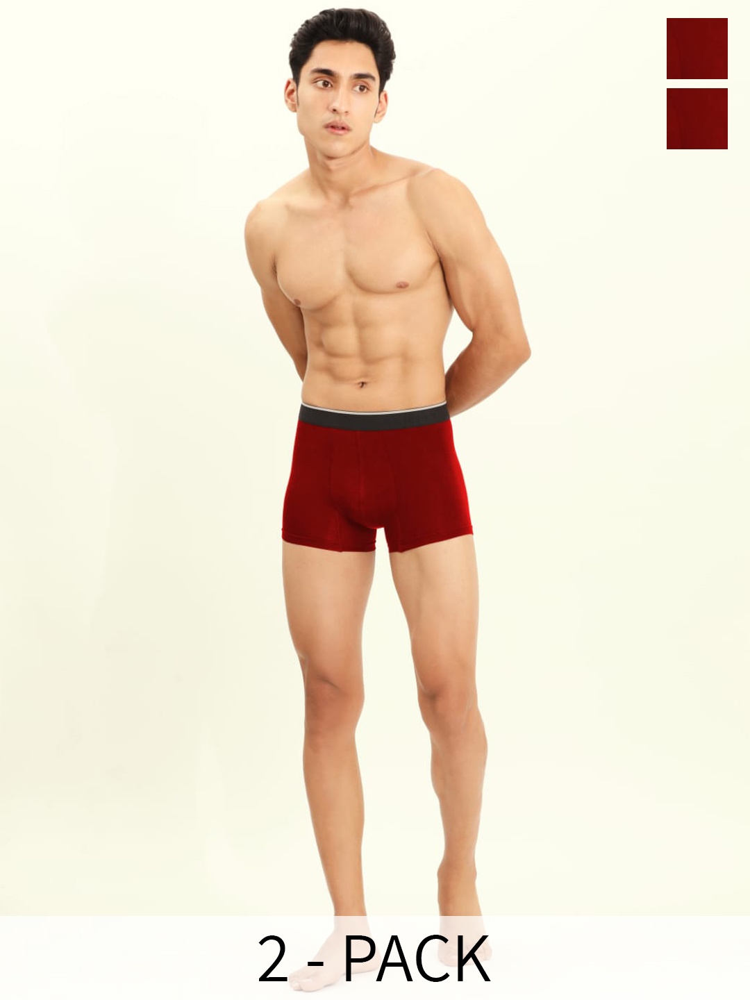 

BRIEFLY Pack Of 2 Breathable Trunks- 2PAK-T-RD, Red