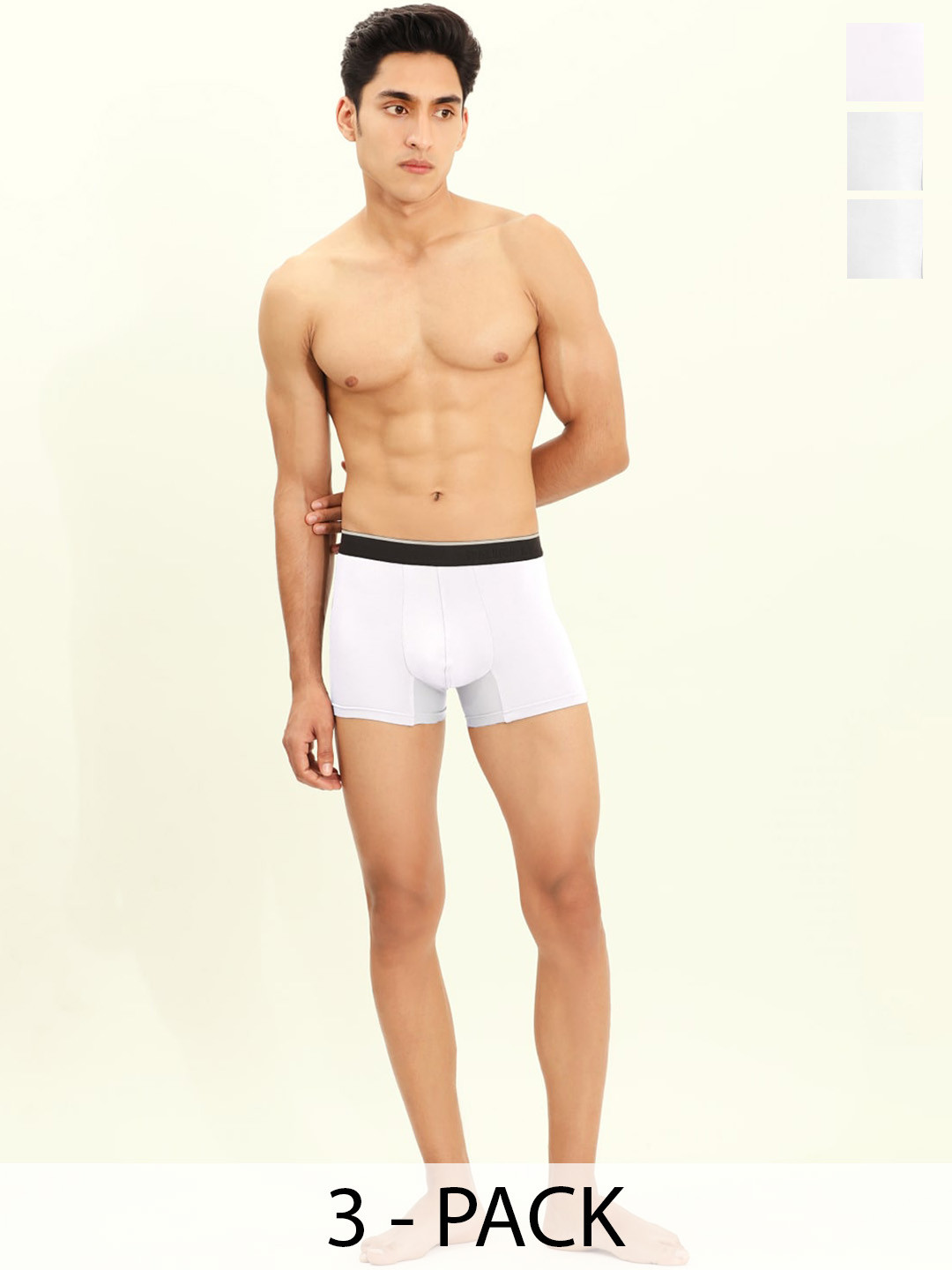 

BRIEFLY Pack Of 3 Breathable Trunks- 3PAK-T-WH, White