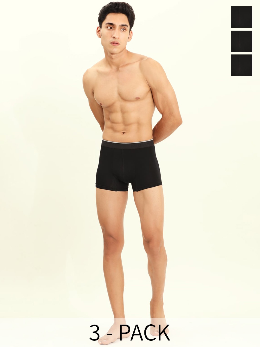 

BRIEFLY Pack Of 3 Breathable Trunks- 3PAK-T-BL, Black