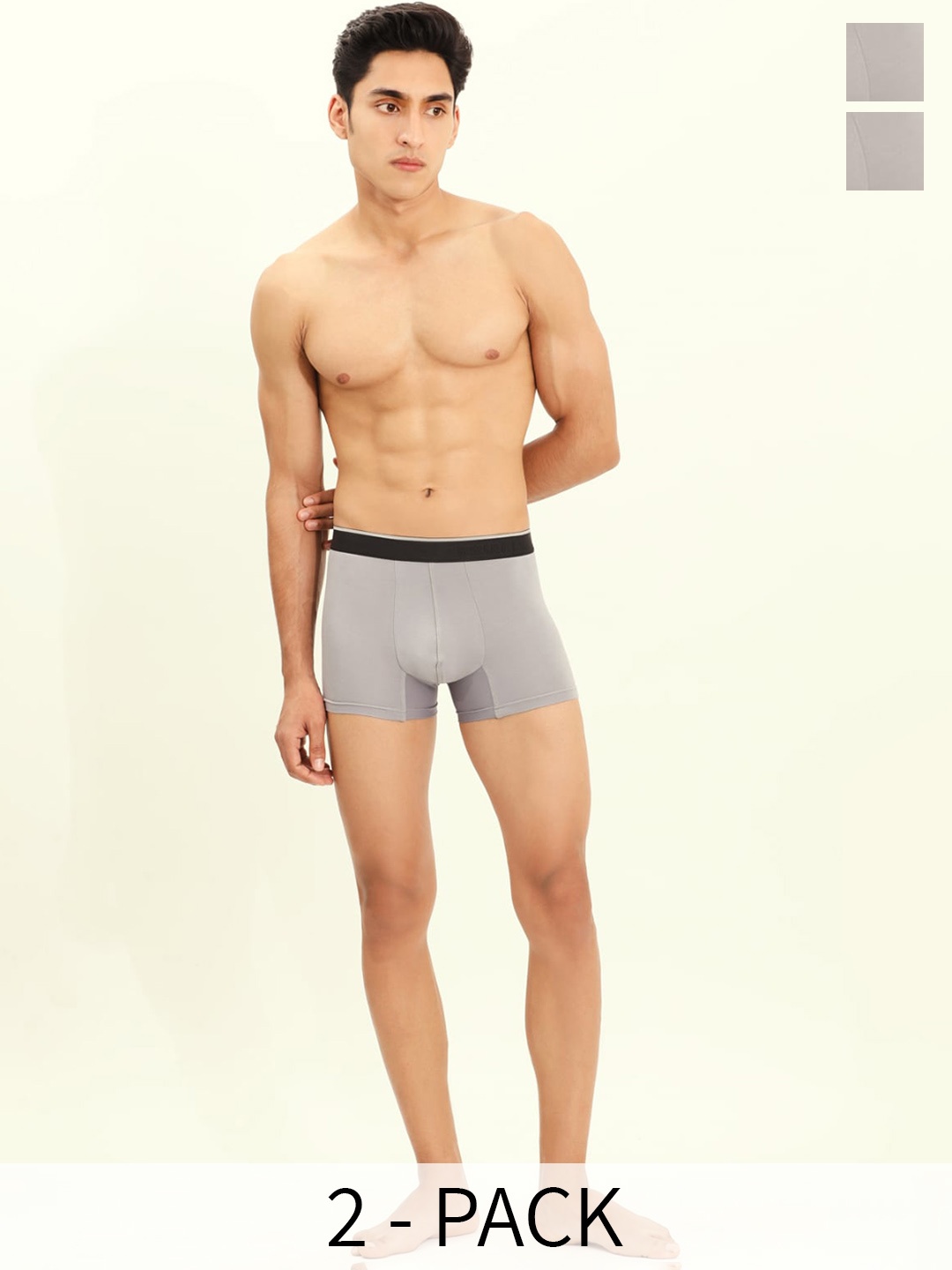 

BRIEFLY Pack Of 2 Breathable Trunks- 2PAK-T-GY, Grey