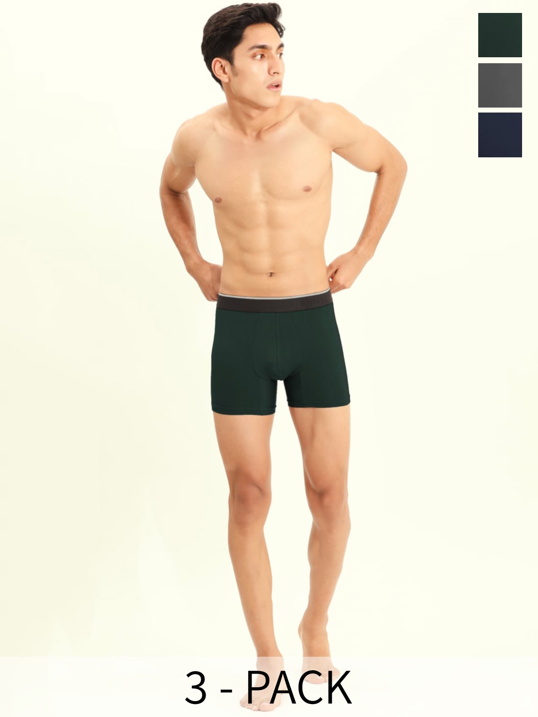 

BRIEFLY Pack Of 3 Breathable Trunks- 3PAK-BB-DG_OG_NB, Charcoal