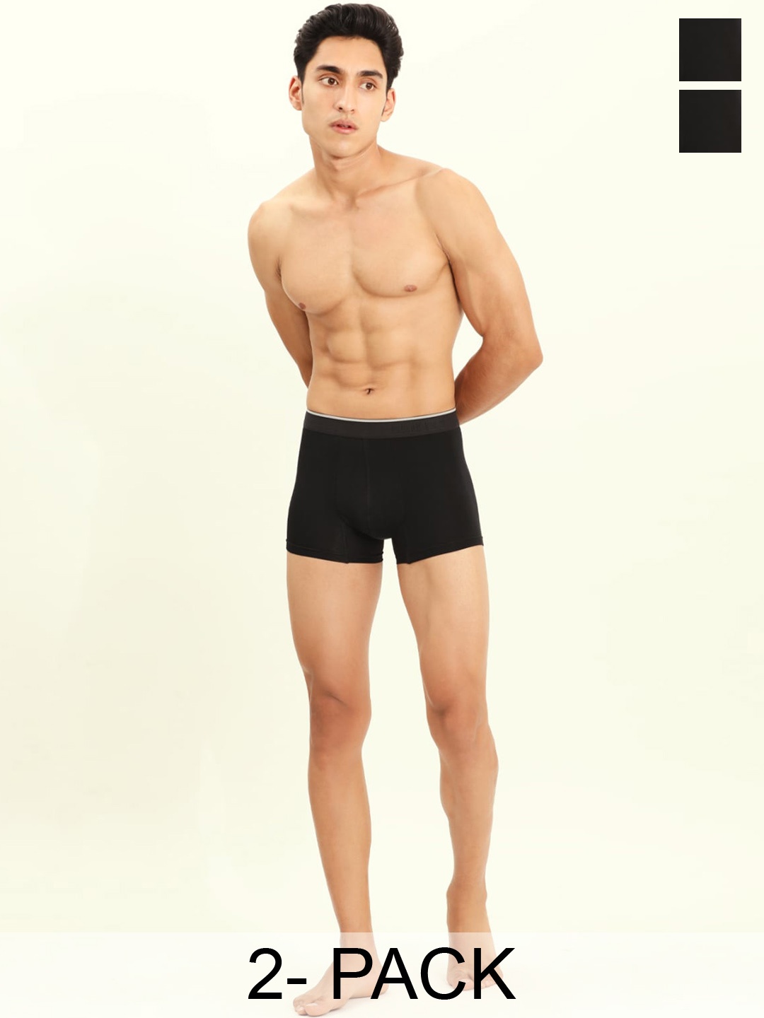 

BRIEFLY Pack Of 2 Breathability Trunks 3PAK-BB-GY, Black