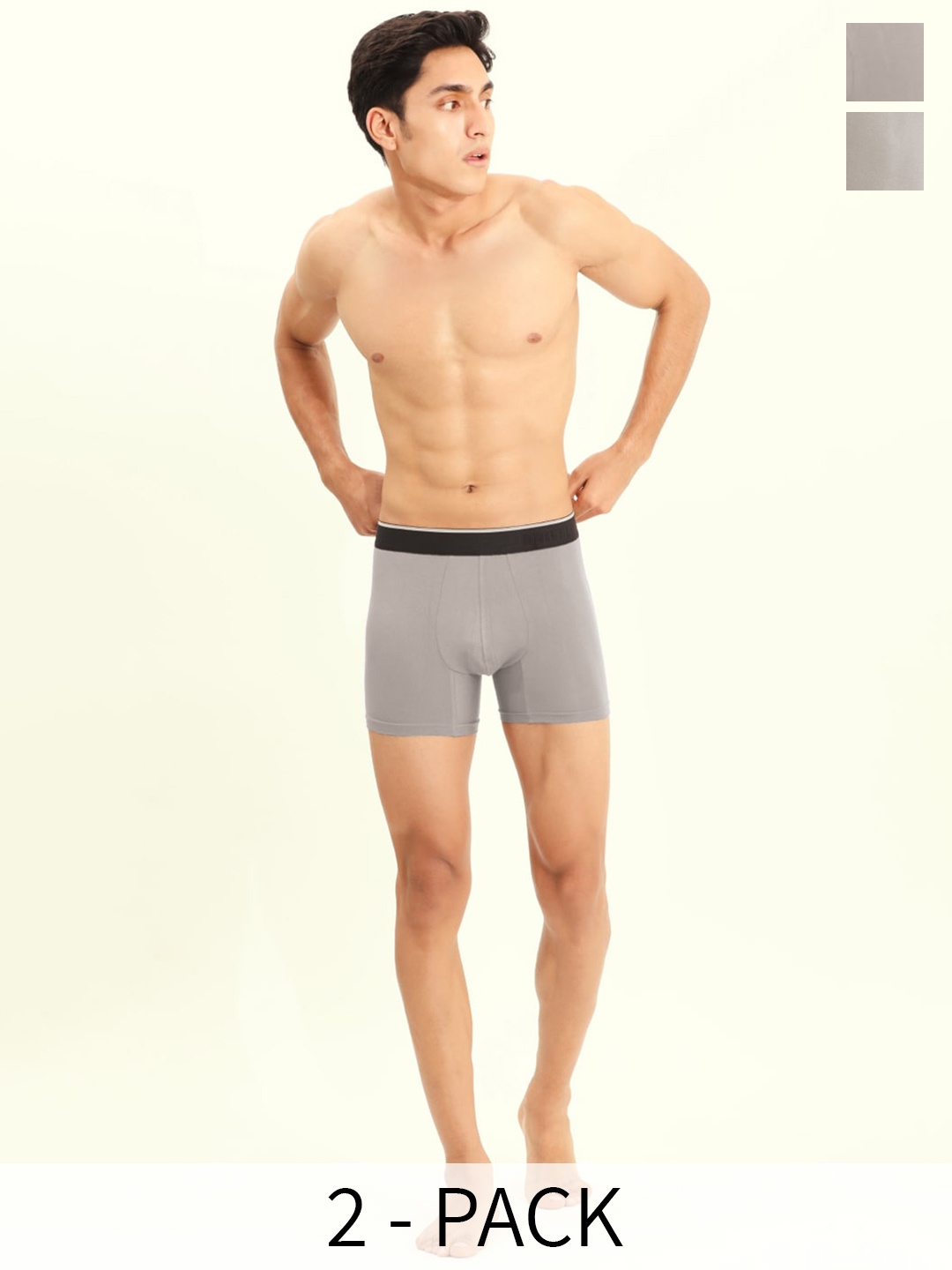 

BRIEFLY Pack Of 2 Breathable Trunks- 2PAK-BB-GY, Grey