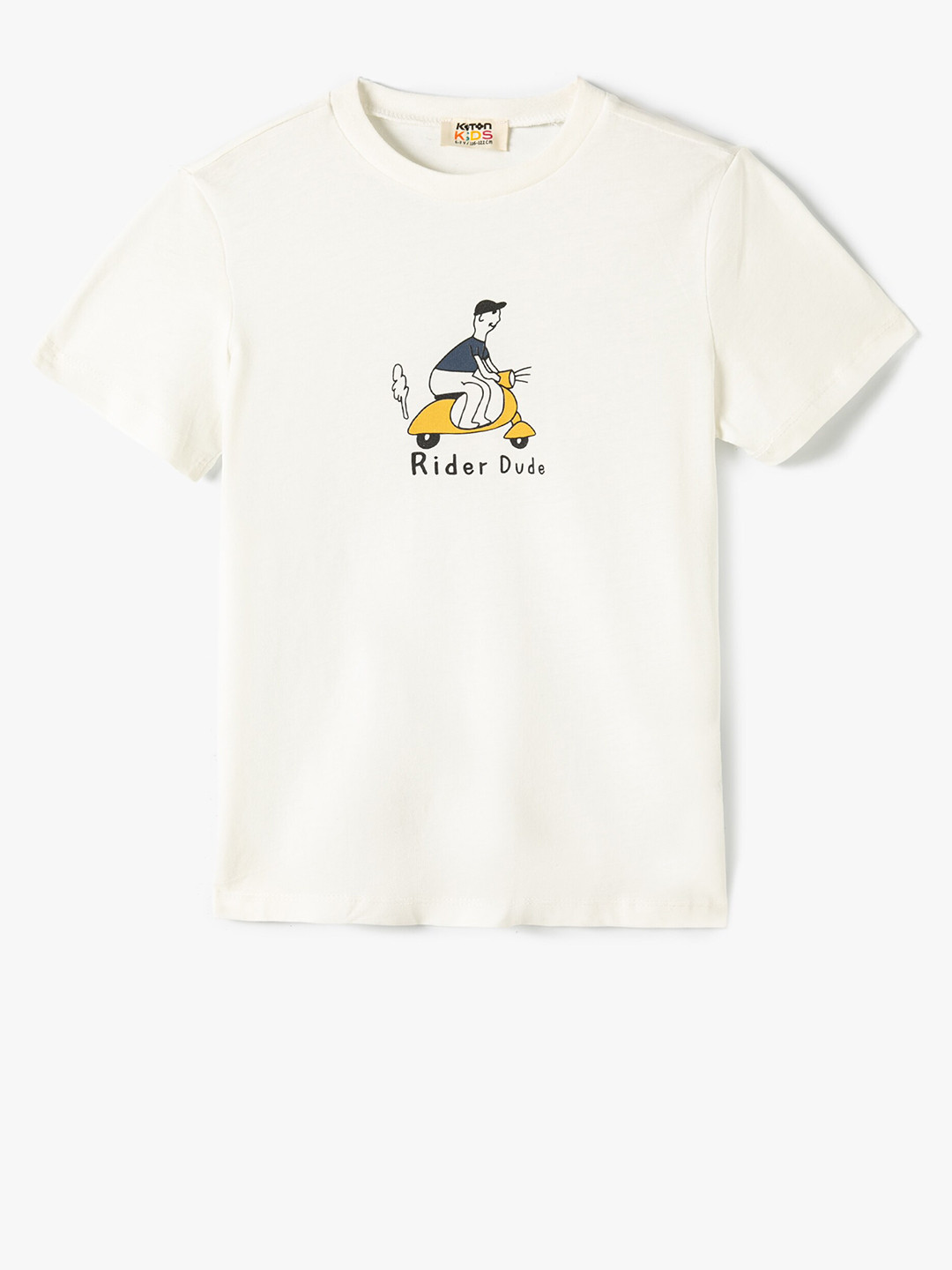 

Koton Boys Graphic Printed Pure Cotton Casual T-shirt, White