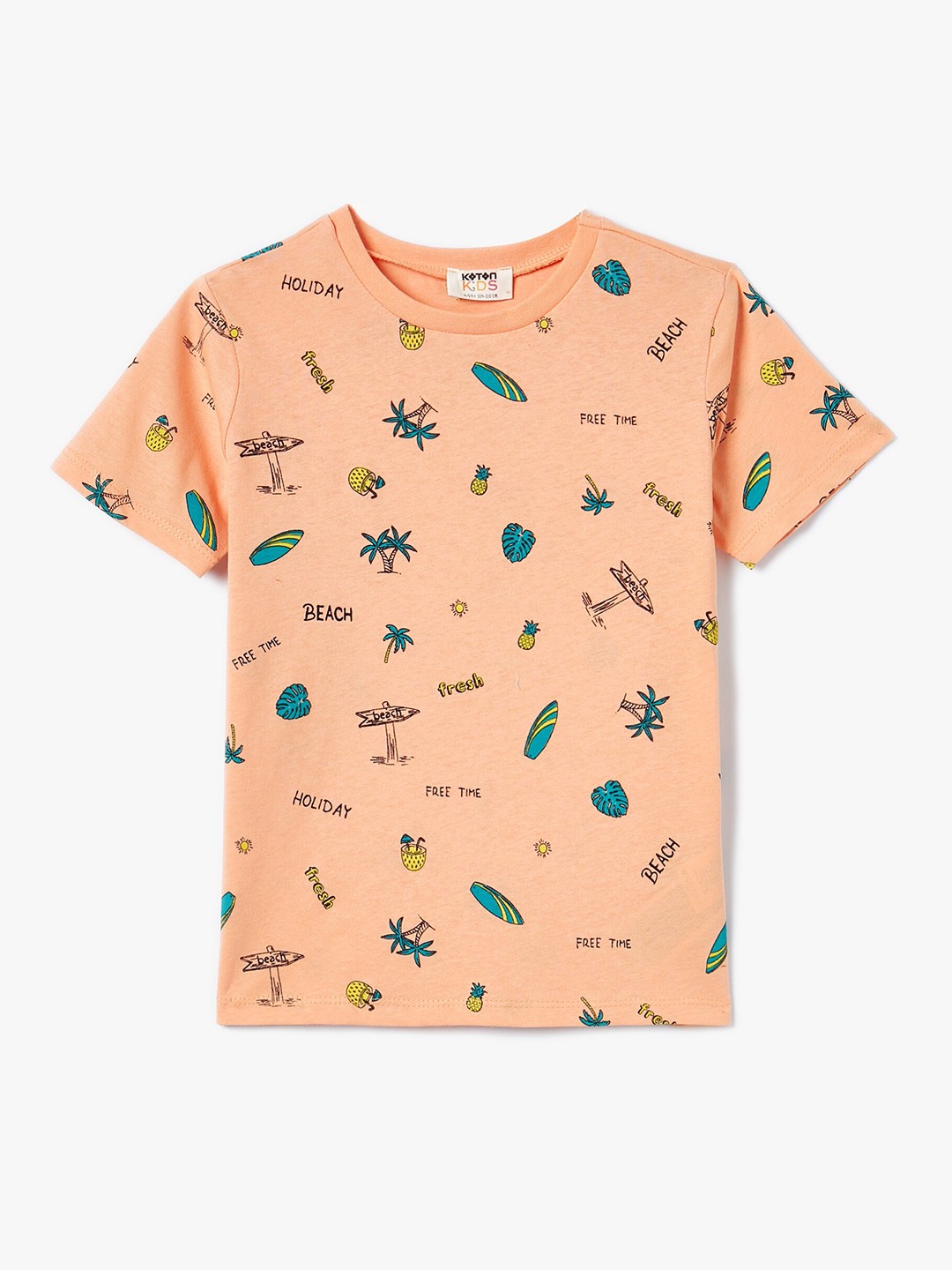 

Koton Boys Conversational Printed Pure Cotton Casual T-shirt, Orange