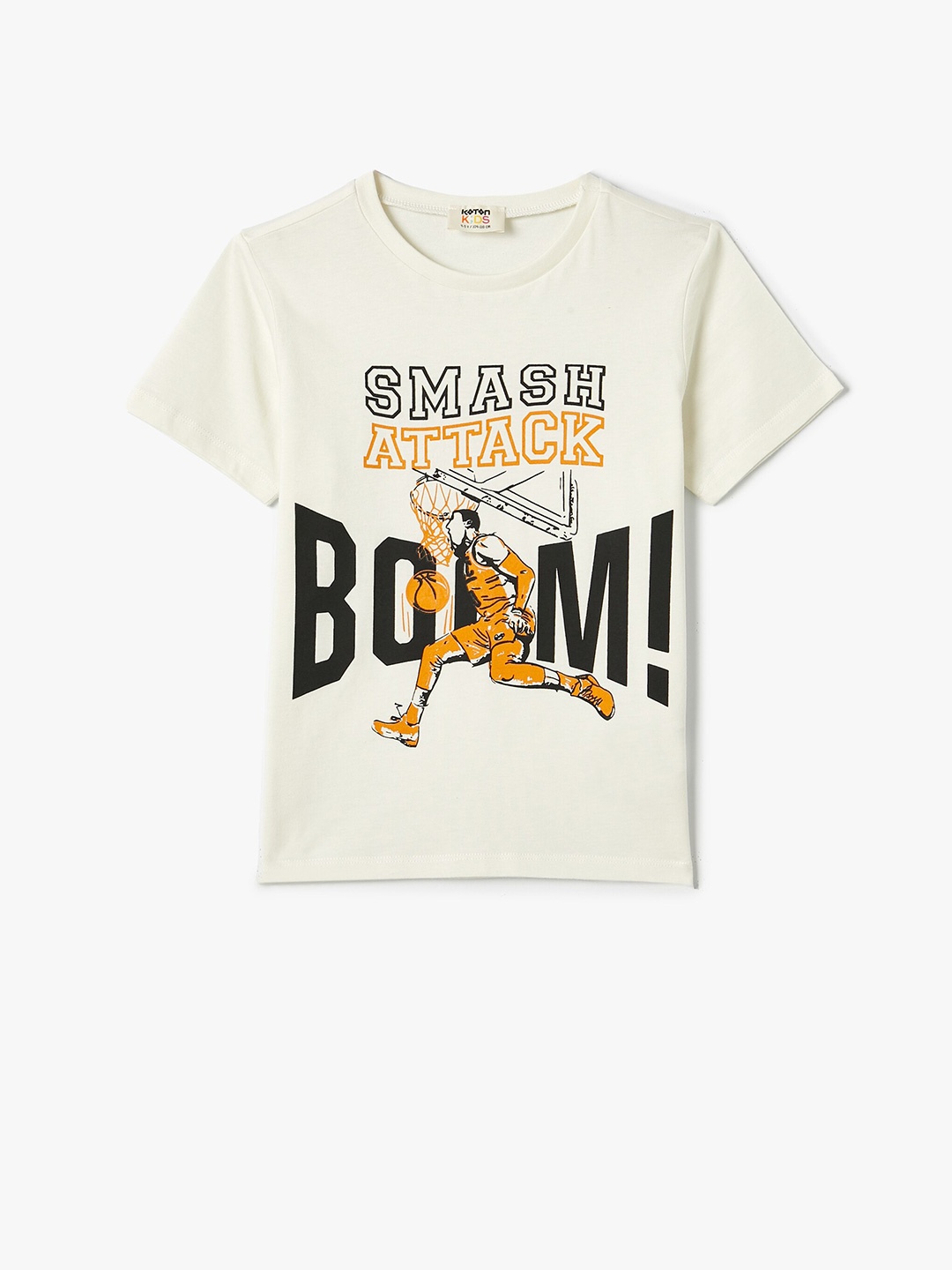 

Koton Boys Printed Round Neck Short Sleeves Cotton T-shirt, Beige