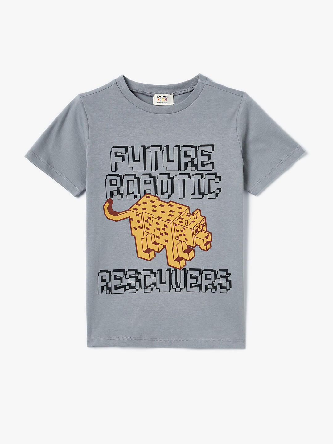 

Koton Boys Typography Printed Round Neck Short Sleeves Cotton T-shirt, Grey