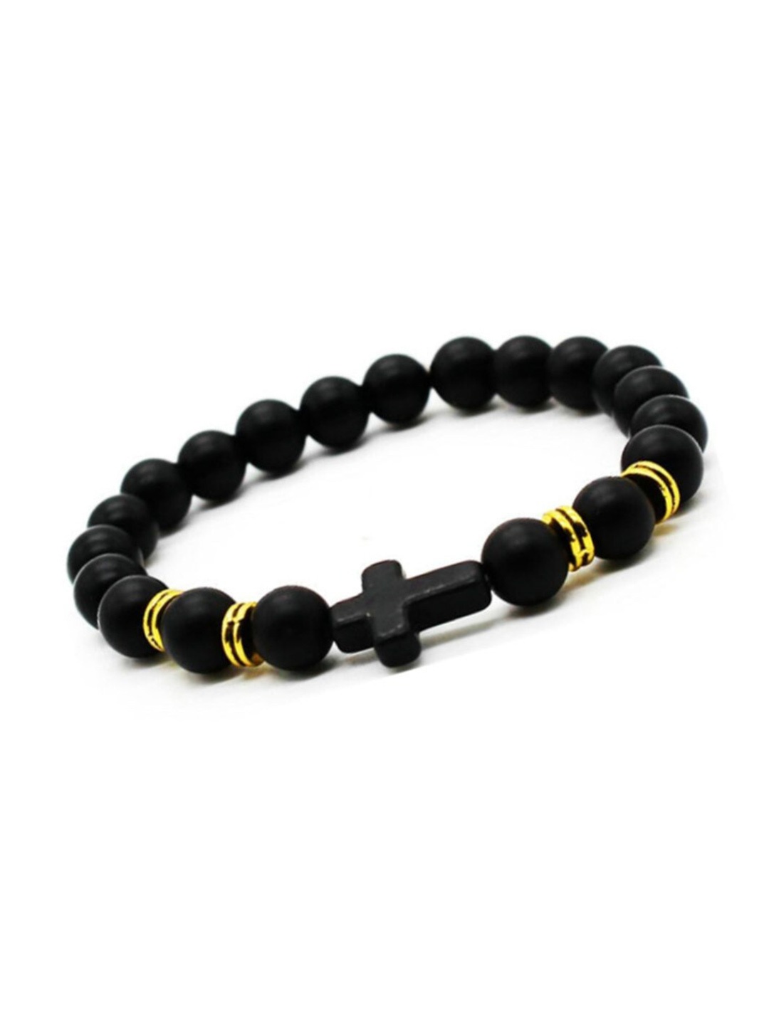 

SALTY Men Near God Volcanic Rock-Beaded Elasticated Bracelet, Gold