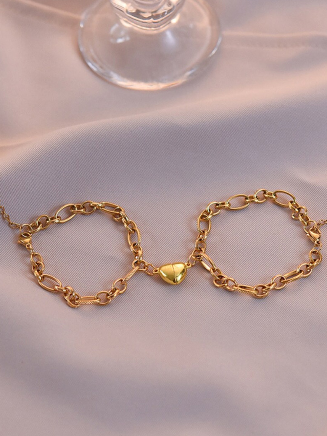 

SALTY Men Pack Of 2 Stainless Steel Link Bracelet, Gold