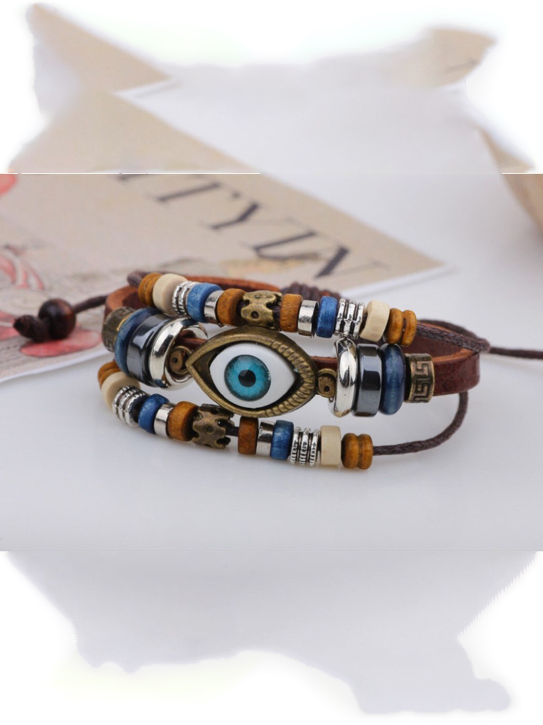 

SALTY Men Leather Multistrand Bracelet, Brown