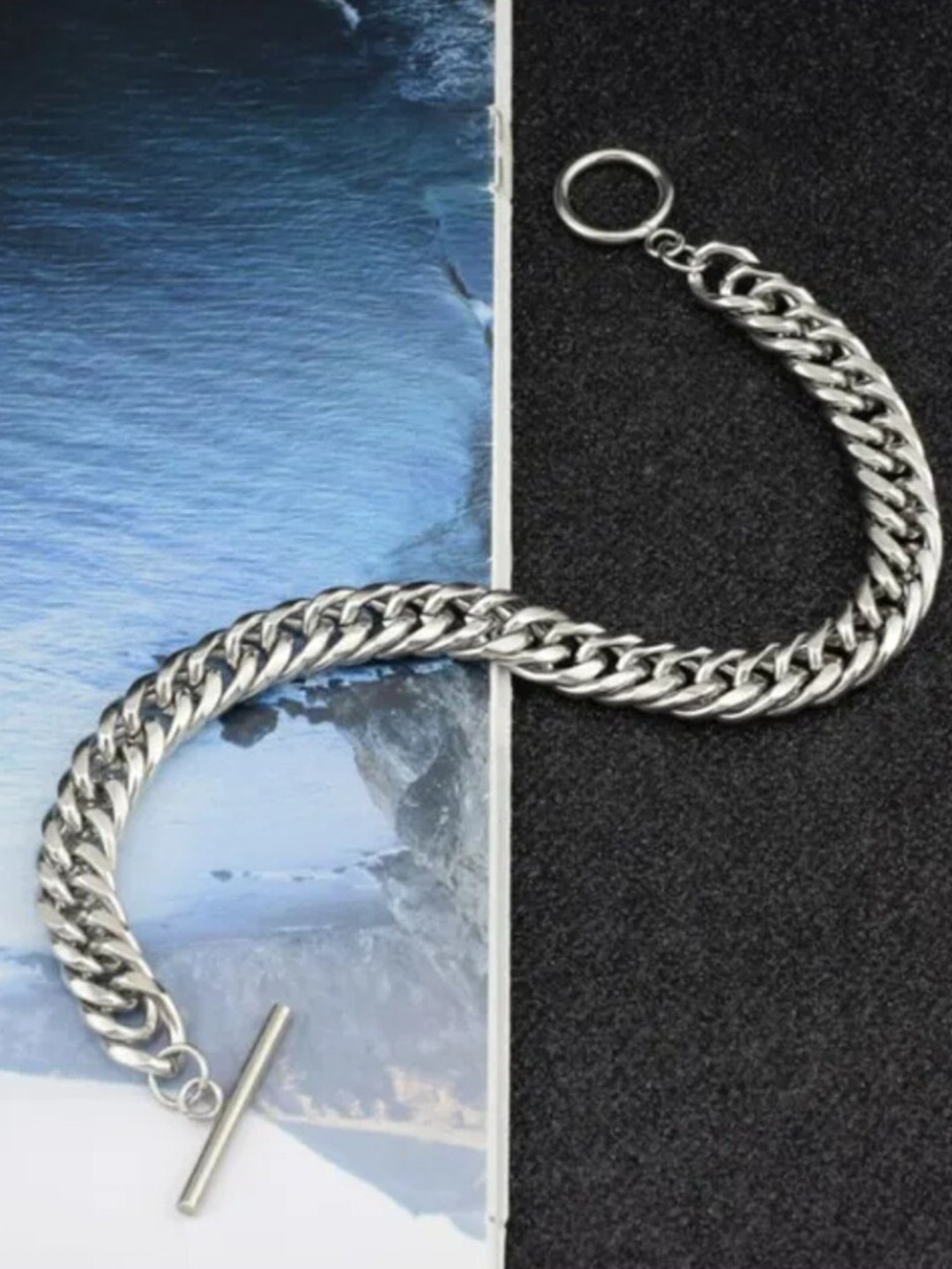 

SALTY Men Stainless Steel Link Bracelet, Silver