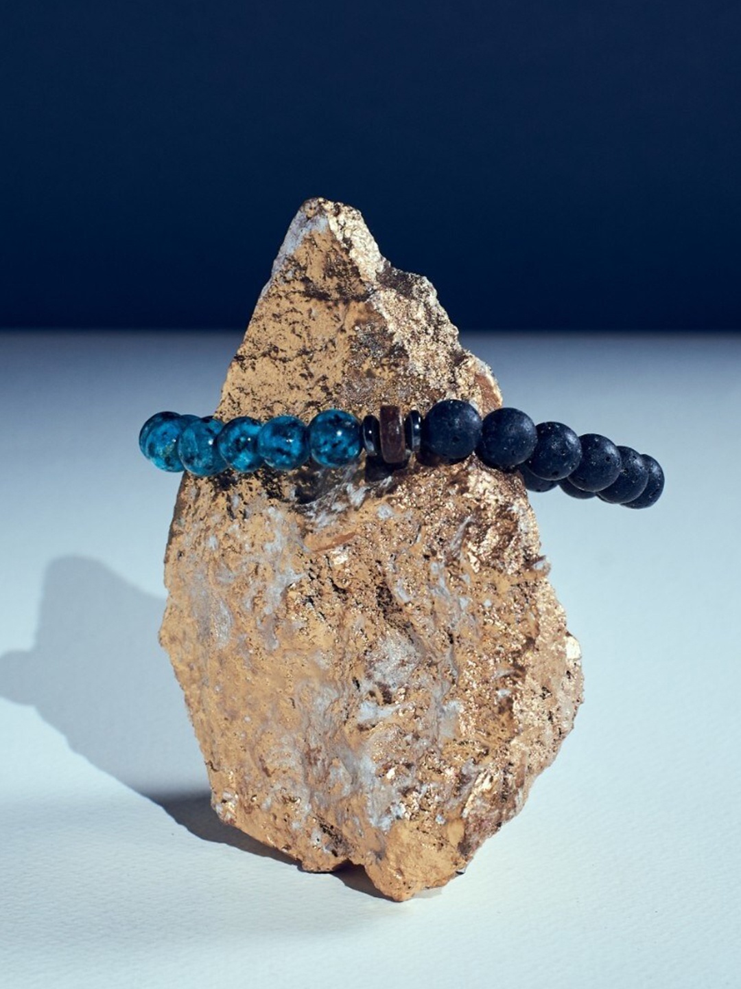 

SALTY Men Alpha Aquamarine -Beaded Elasticated Bracelet, Black