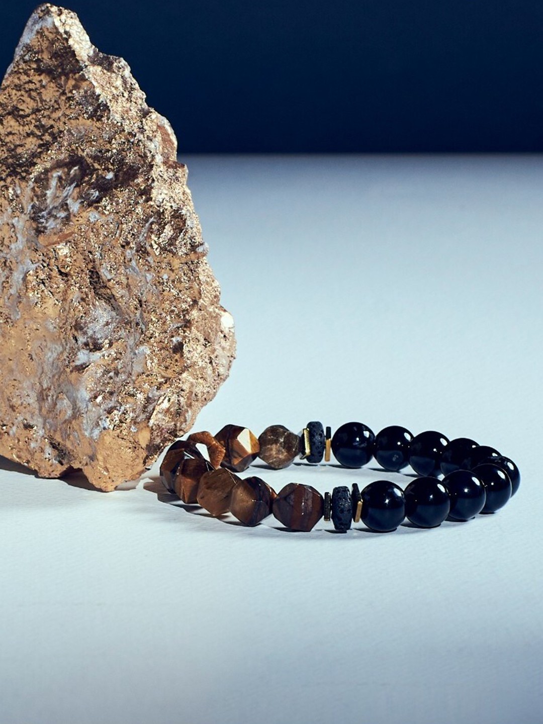 

SALTY Men Sulemani Beads-Beaded Elasticated Bracelet, Black