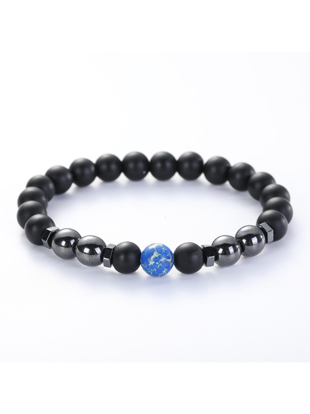 

SALTY Men Good Fortune Gemstone -Beaded Elasticated Bracelet, Blue