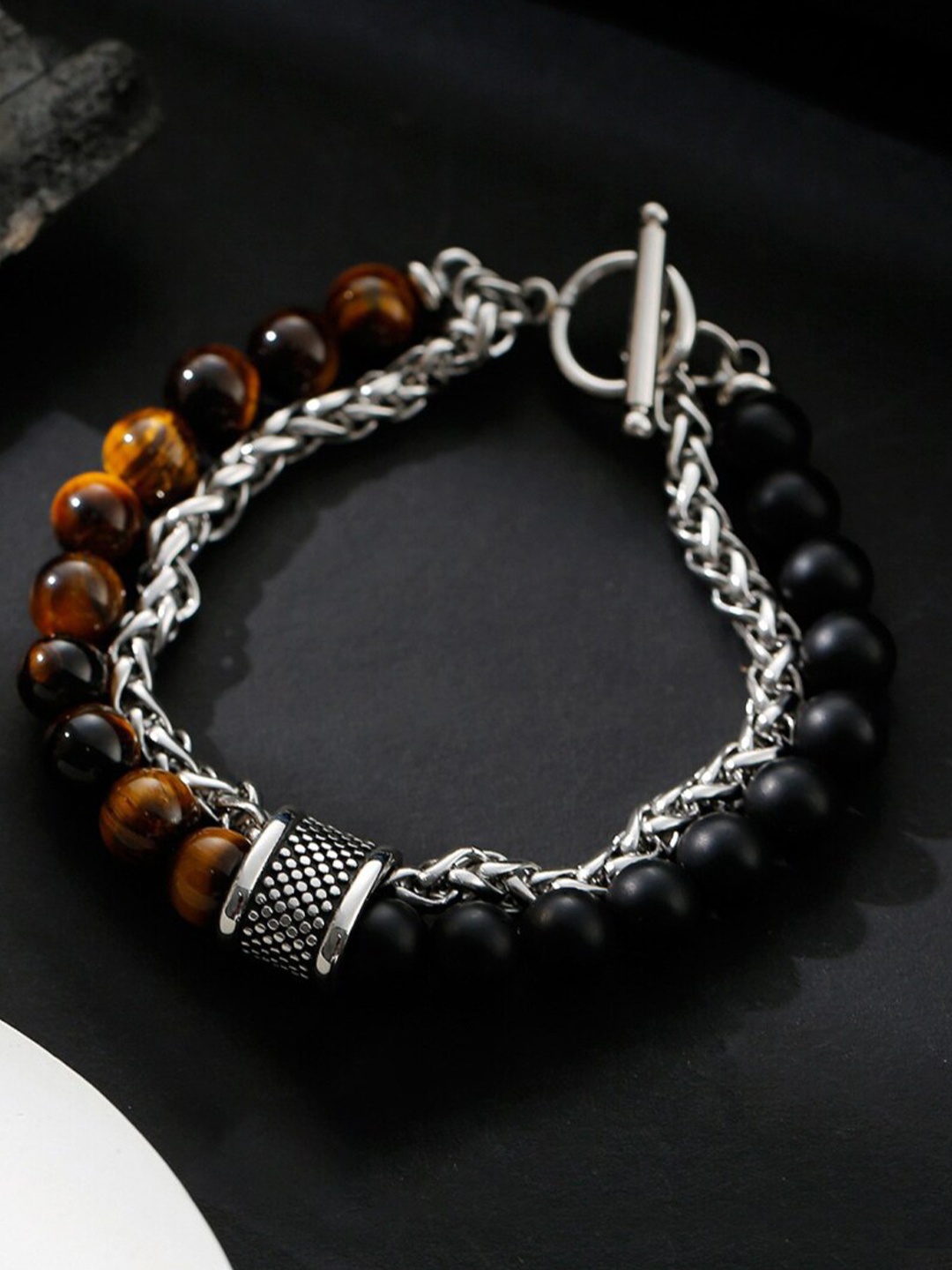 

SALTY Men Stainless Steel Link Bracelet, Brown