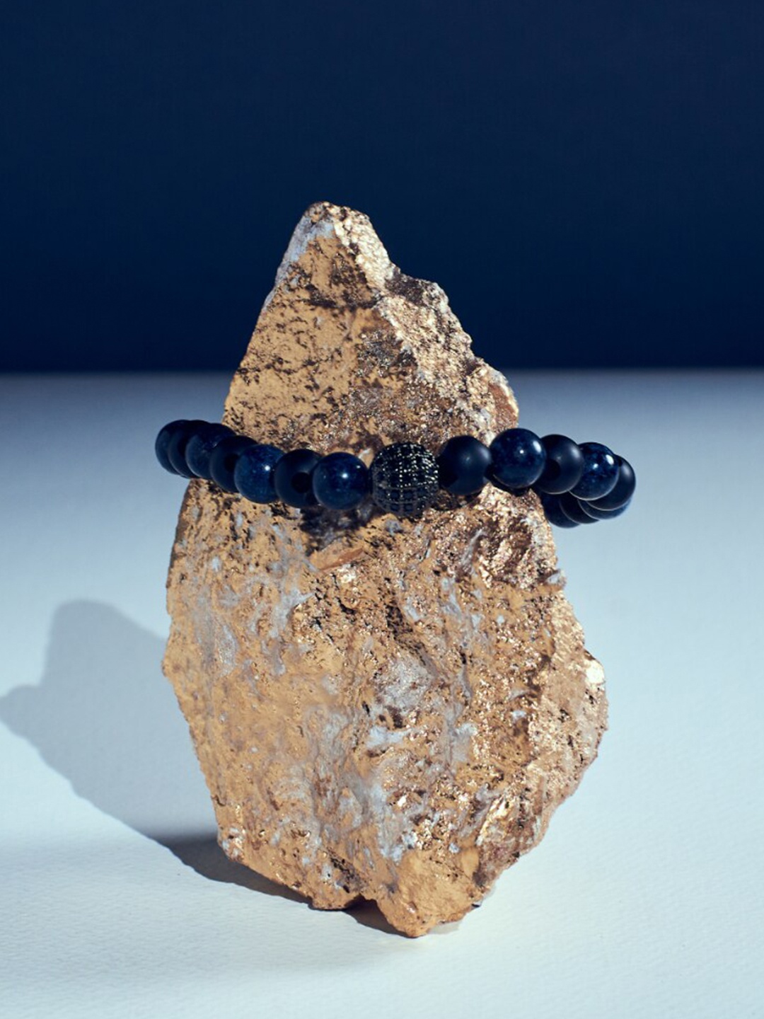 

SALTY Men Pristine Pebbles-Beaded Elasticated Bracelet, Black