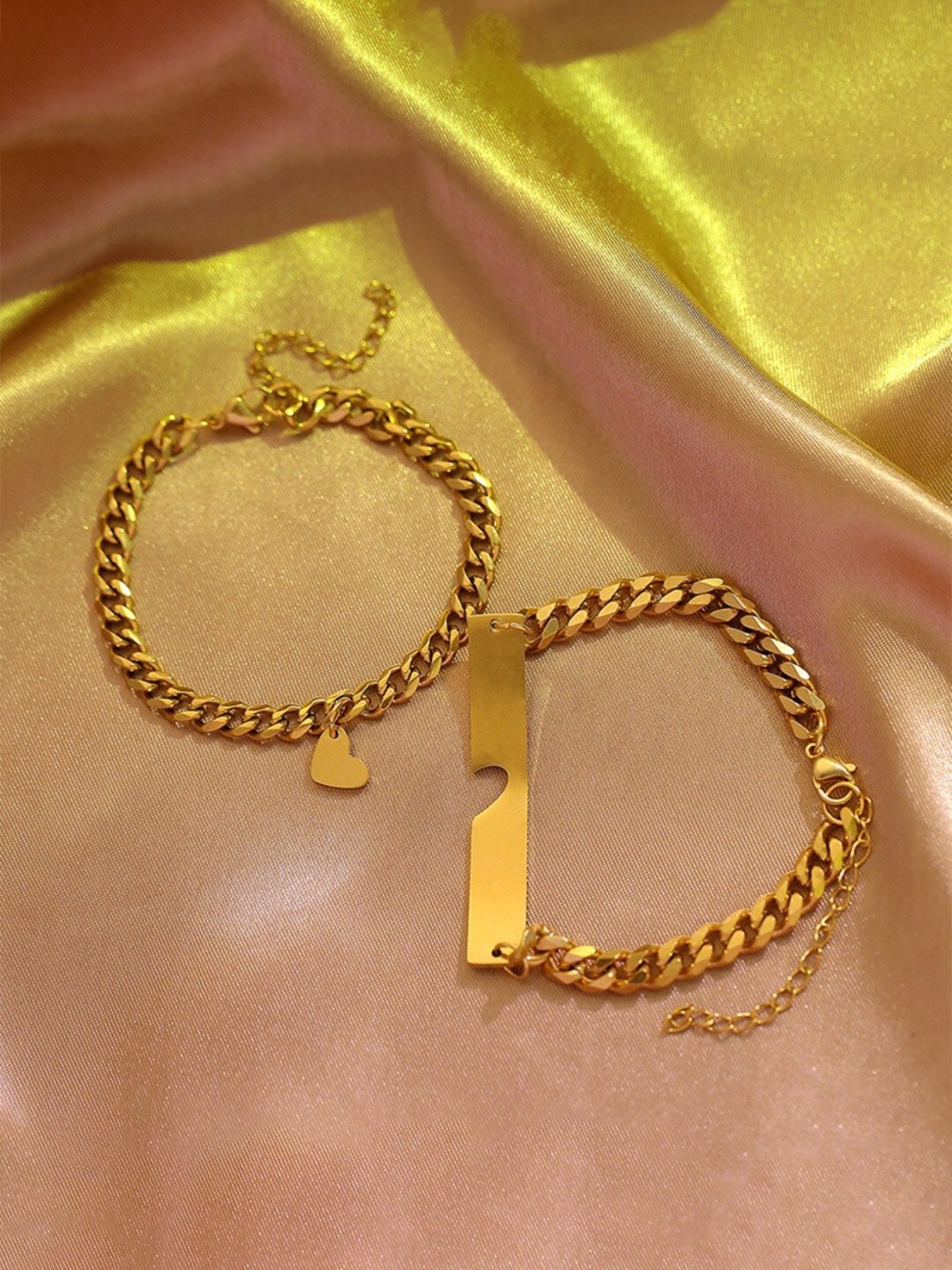 

SALTY Men Set Of 2 Stainless Steel Link Bracelet, Gold