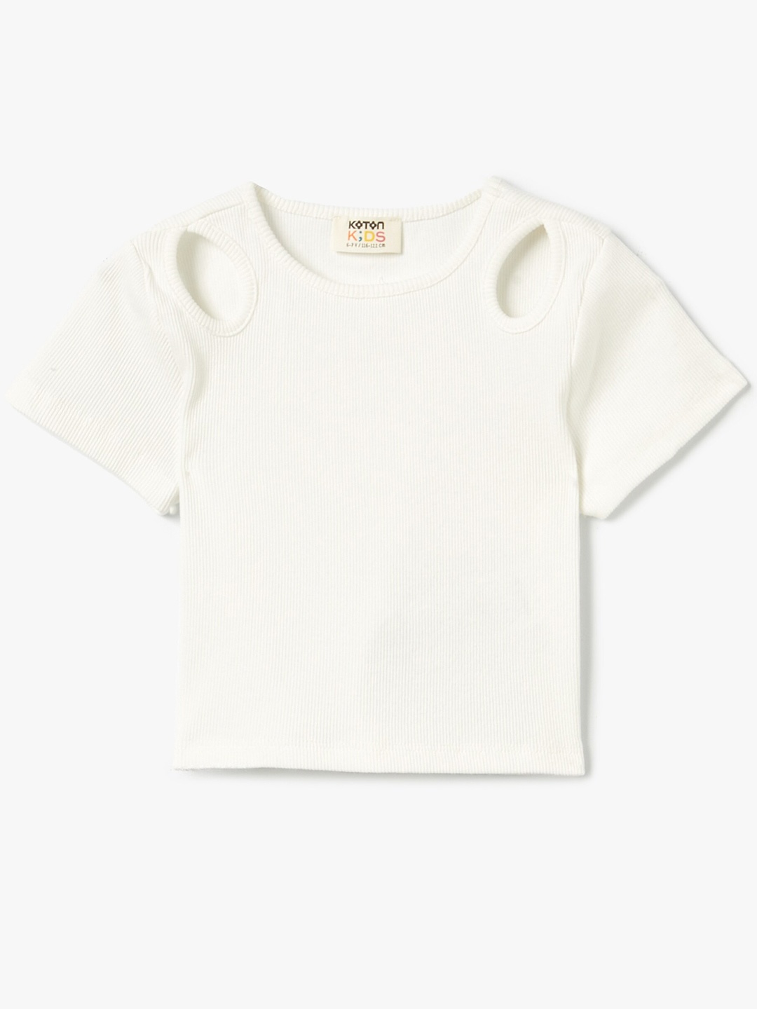 

Koton Girls Cut Outs Pure Cotton Casual T-shirt, Beige